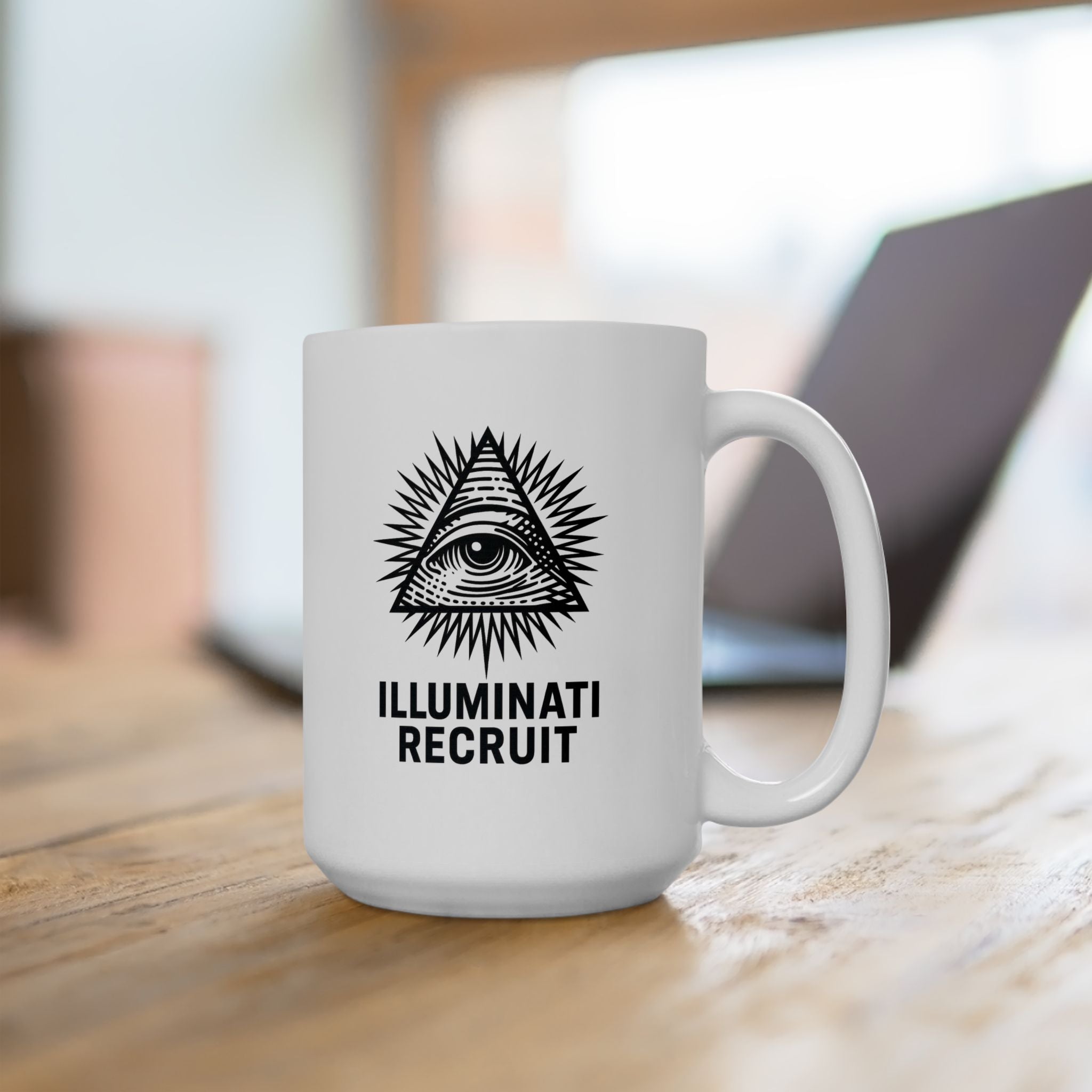 Illuminati Recruit Joke Mug - Office Coffee Mug - 11oz & 15oz, Mystical Coffee Cup, Gift for Men, Unique Tea Mug, Conspiracy Theory Beverage Holder