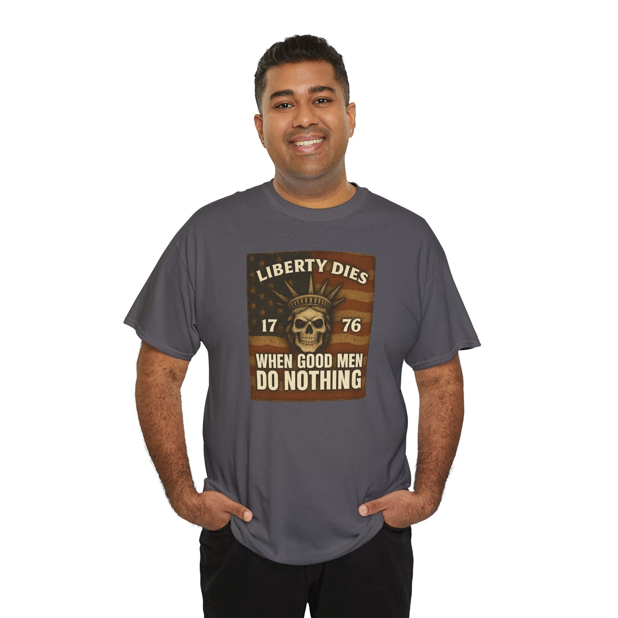 Liberty Dies Unisex Heavy Cotton Tee, Patriotic T-Shirt, 4th of July Gift, Independence Day Apparel, Vintage Style Tee