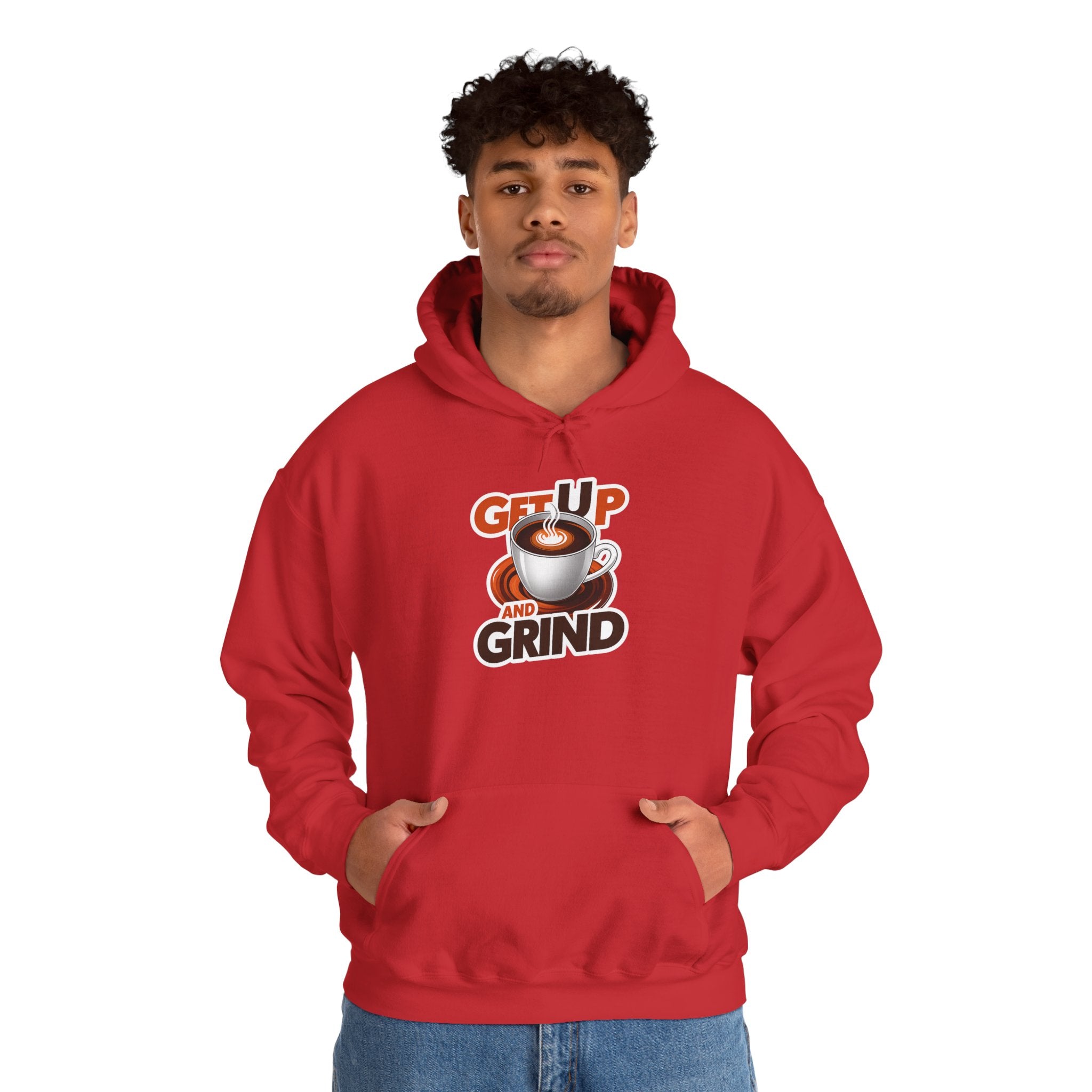 Get Up and Grind Motivational Coffee -Themed Hoodie | Motivational Gift for Coffee Lovers, Unisex Casual Wear, Perfect for Gym, School, Office