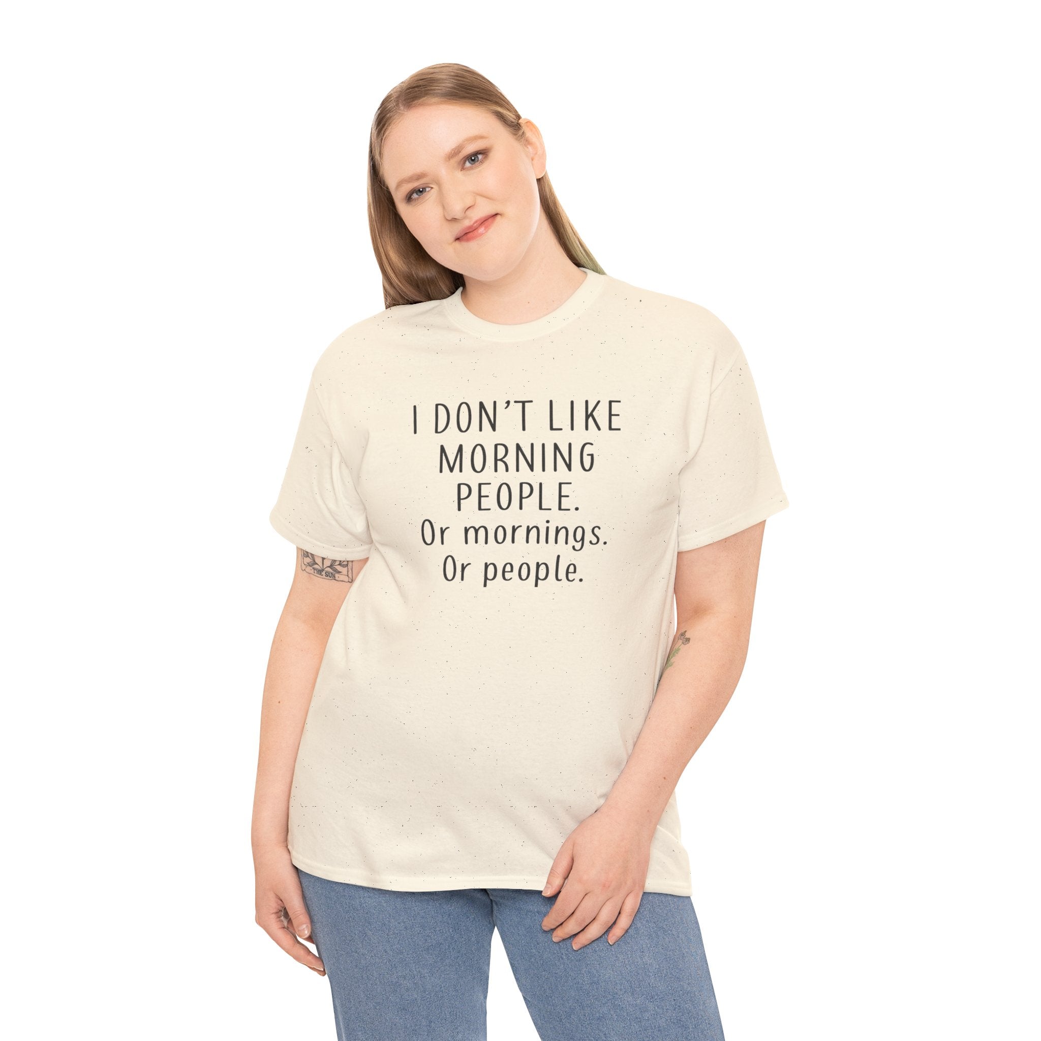 Funny Morning Tee - I Don't Like Morning People, Gift for Night Owls, Casual Wear, Humor T-Shirt, Unisex Cotton Shirt