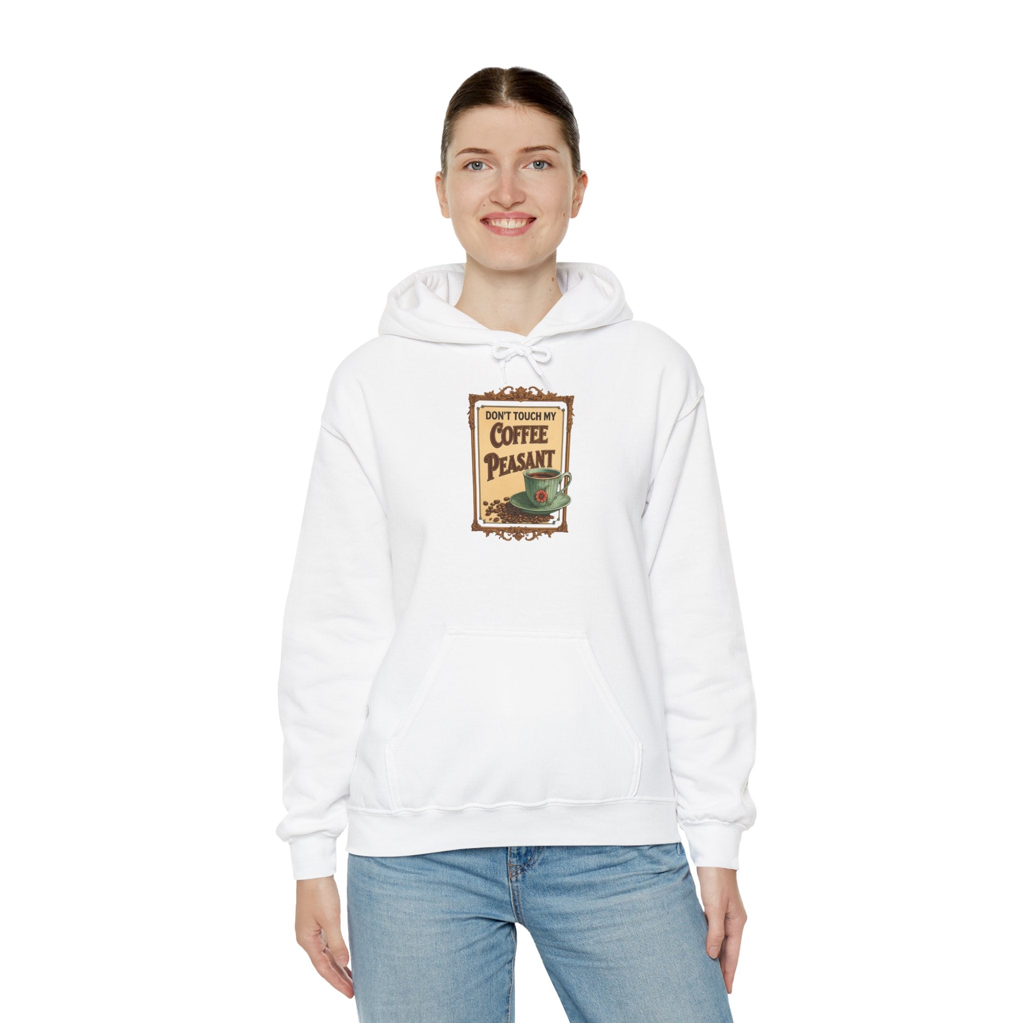 Funny - Don't Touch My Coffee Peasant Hoodie - Comfortable Unisex Sweatshirt for Coffee Lovers,  College Students, Casual Wear, Cafe Style,