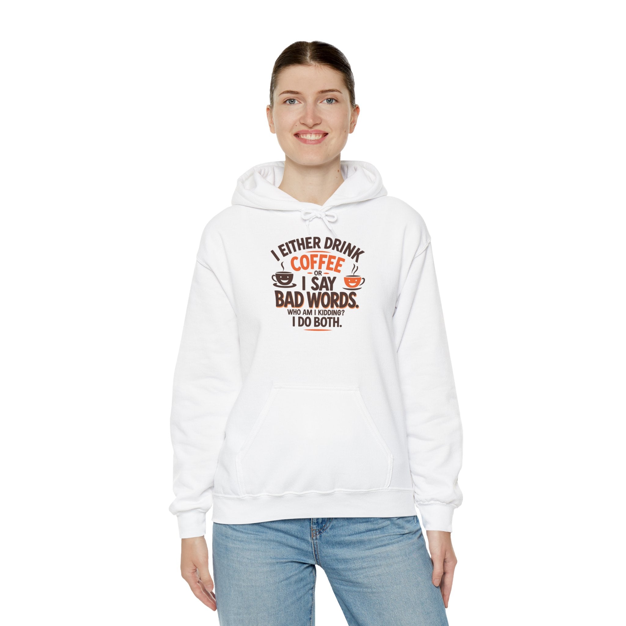 I drink coffee or say bad words, Coffee Lovers Hoodie - Unisex Funny Sweatshirt, Gift for Coffee Addicts, Unique Design, Great for Casual Wear, Perfect for Holidays