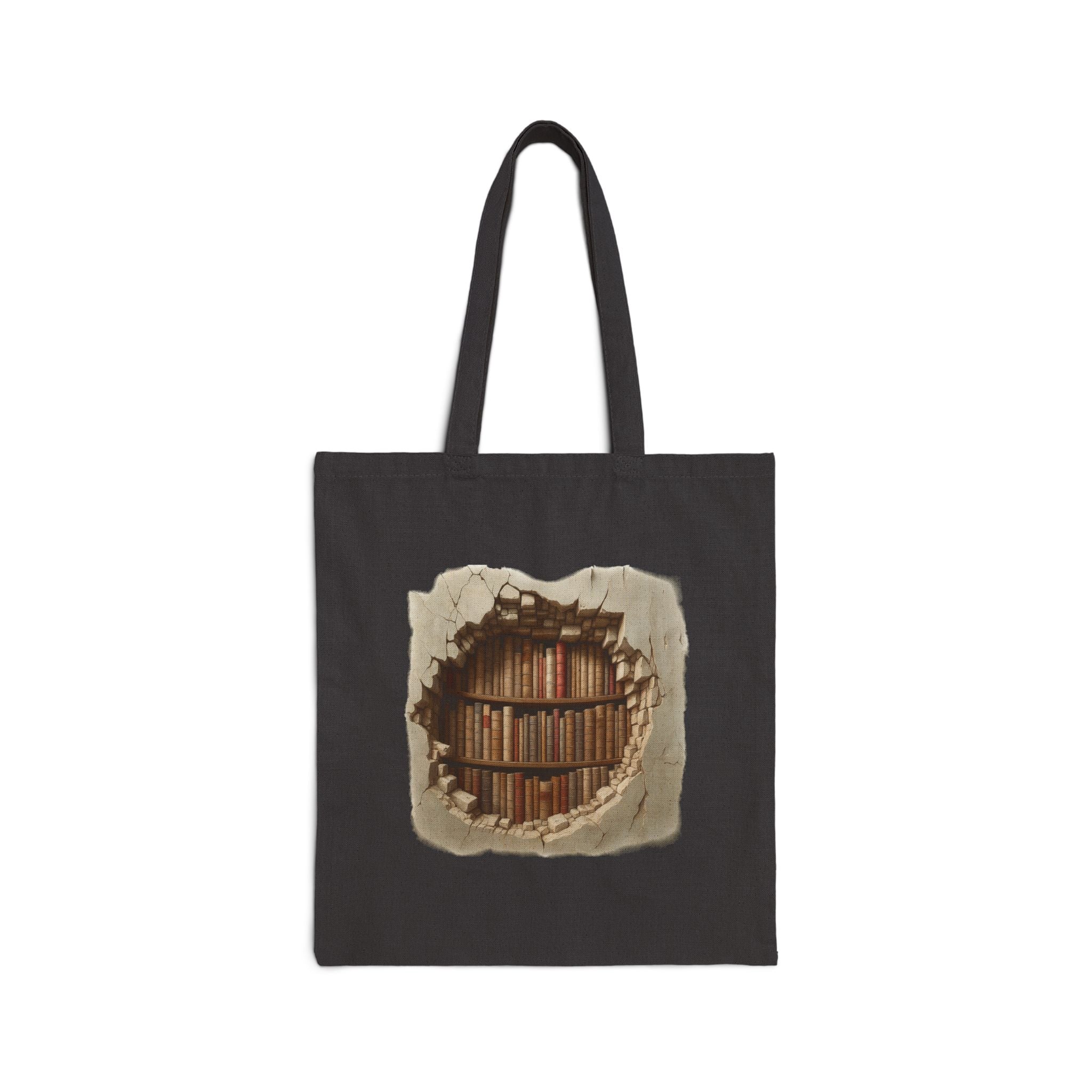Rustic BOOK CAVE Tote Bag, Eco-Friendly Bag, Book Lover's Gift, Library Tote, Cotton Shopping Bag, Reusable Canvas Bag