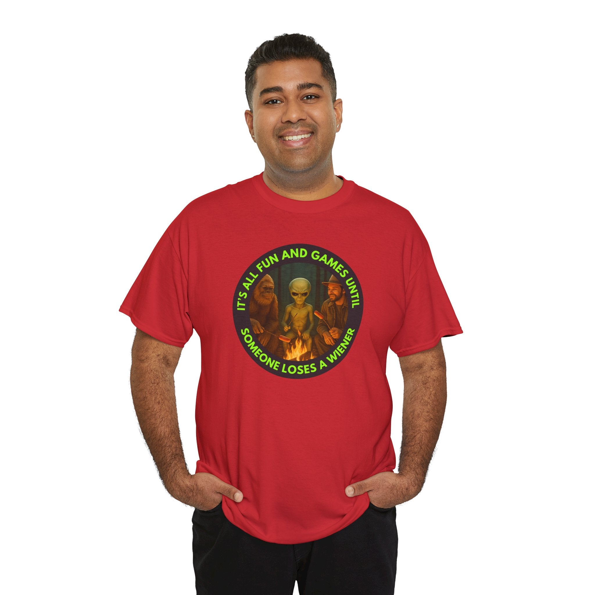 It's All Fun and Games Until... Funny Alien Camping T-shirt, Gift for Gamers, Casual Wear, Unique Statement