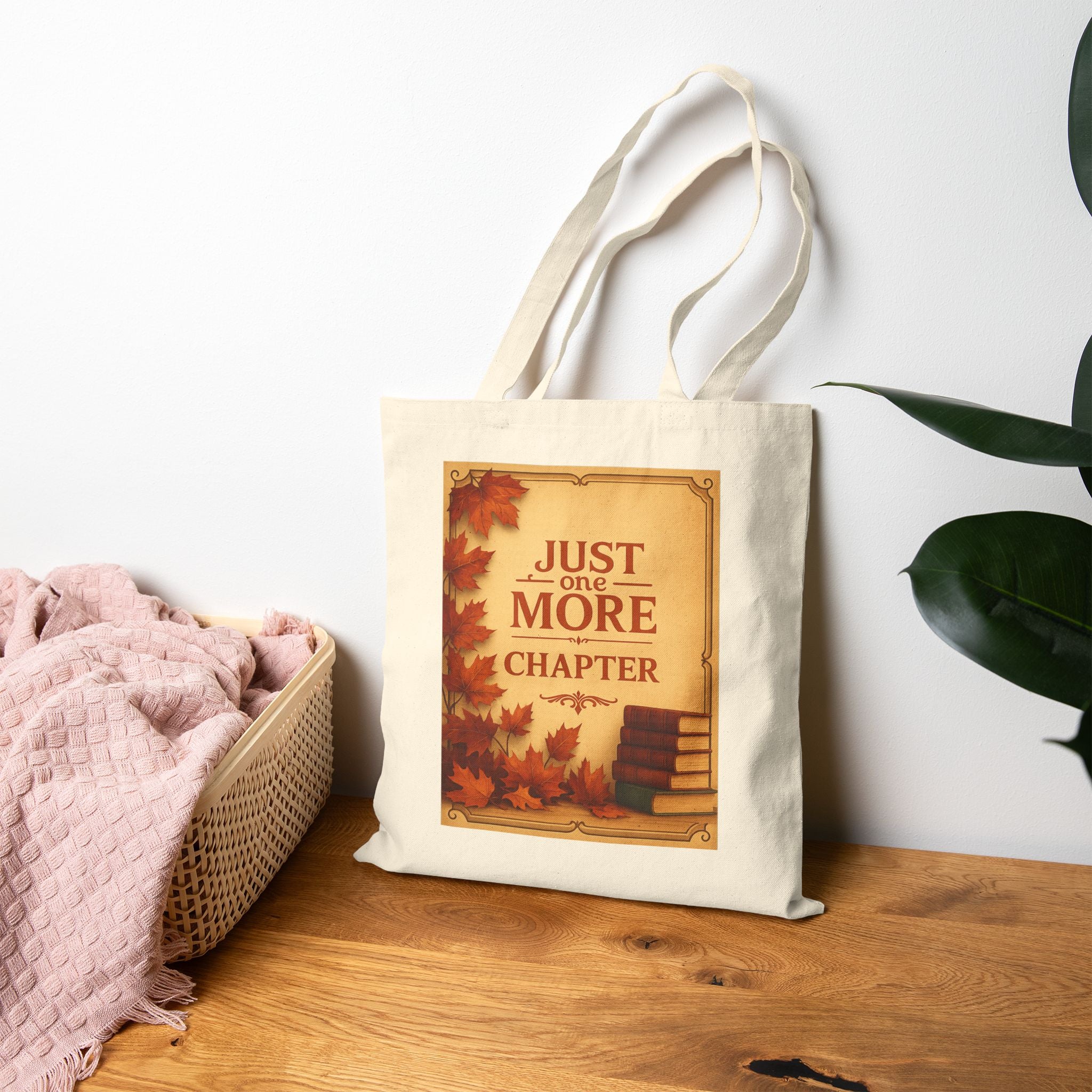 Just One More Chapter Tote Bag | Literary Gift, Book Lover's Accessory, Reusable Shopping Bag, Fall Vibes, Reading Tote