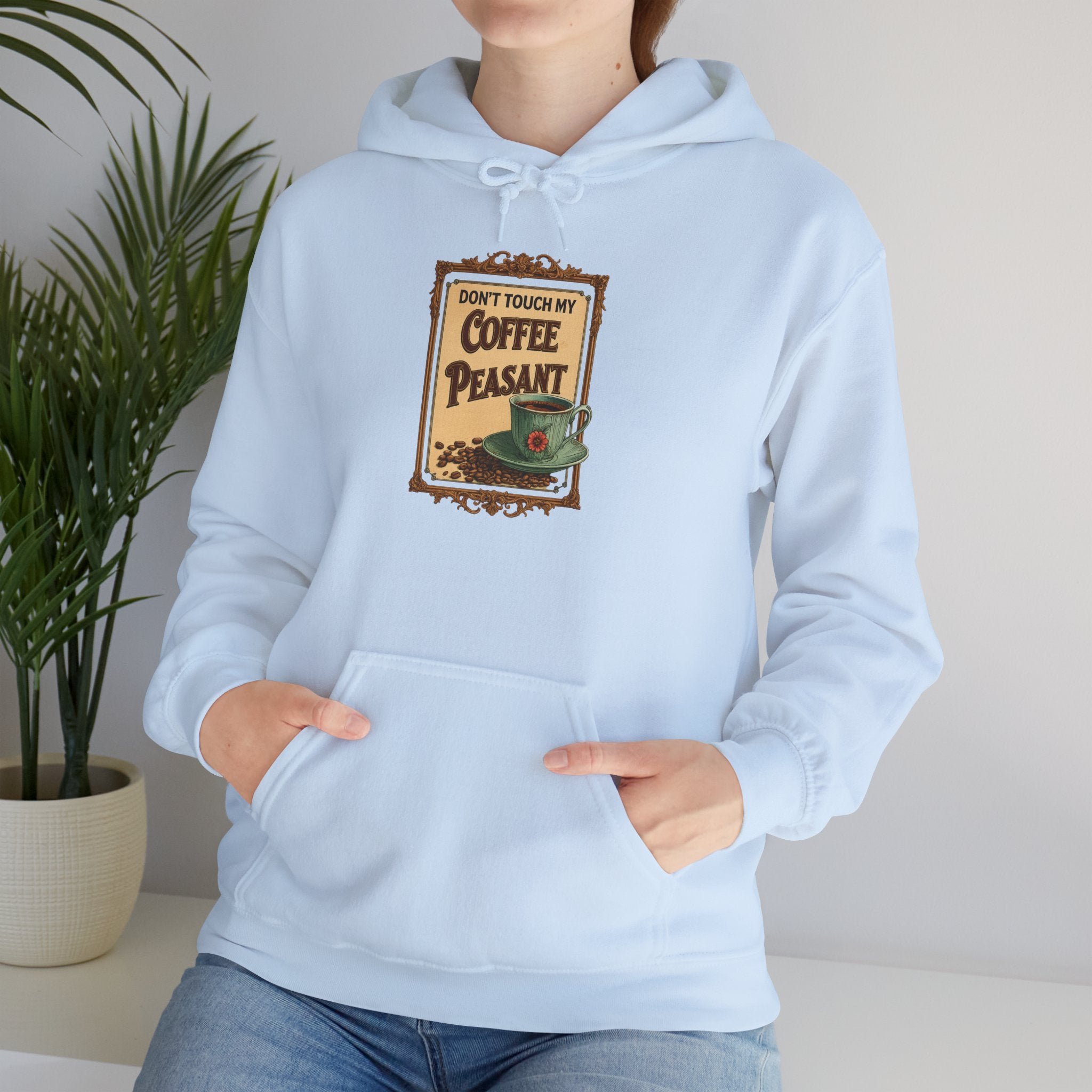Funny - Don't Touch My Coffee Peasant Hoodie - Comfortable Unisex Sweatshirt for Coffee Lovers,  College Students, Casual Wear, Cafe Style,