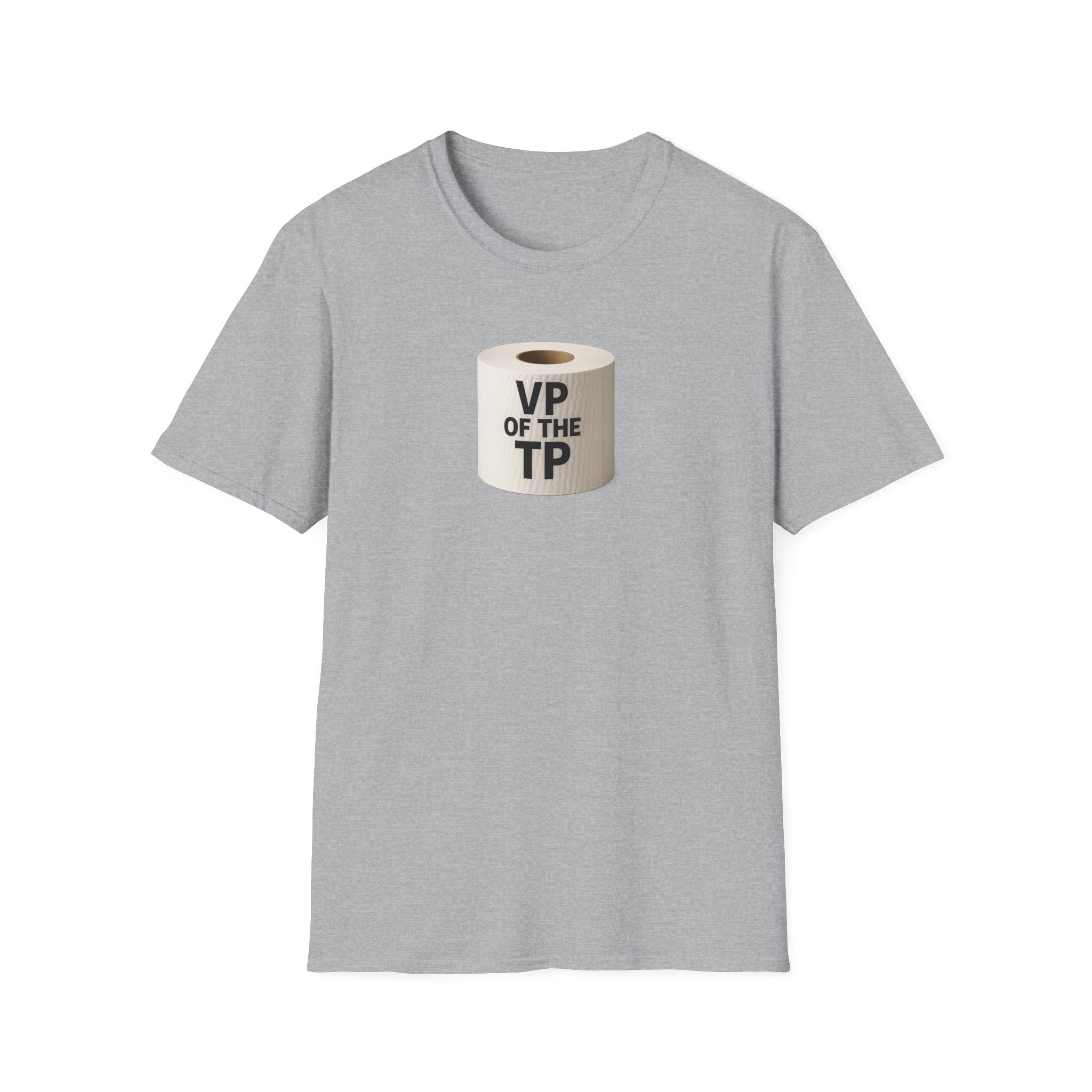 VP of the TP  - Unisex Softstyle T-Shirt, Humorous Gift, Toilet Paper Lover Shirt, Quirky Graphic Tee, Perfect for Parties