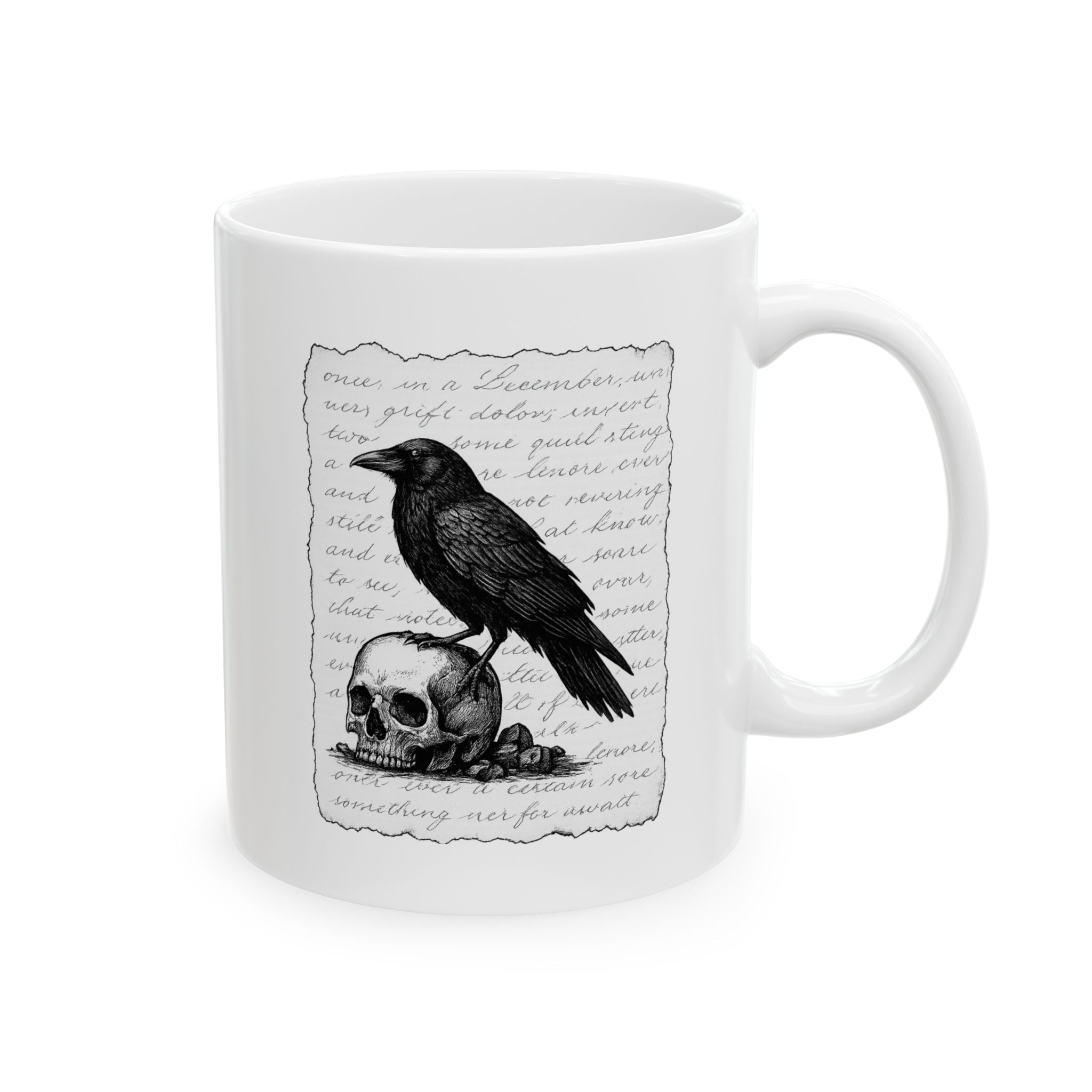 Raven Skull Coffee Mug - Perfect Gift for Coffee Lovers, Book Lovers, Drinkware, Unique Home Decor, Office Essentials,