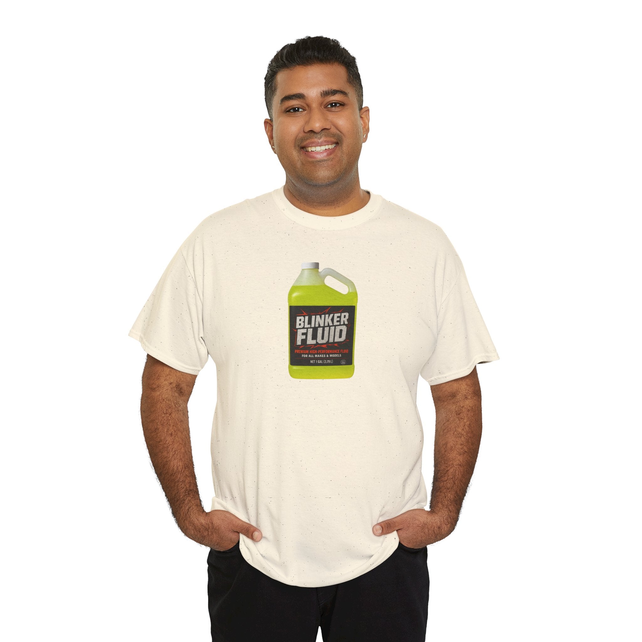 Humorous Blinker Fluid Tee, Funny T-Shirt, Car Lover Gift, Gag Gift, Unisex Heavy Cotton Shirt