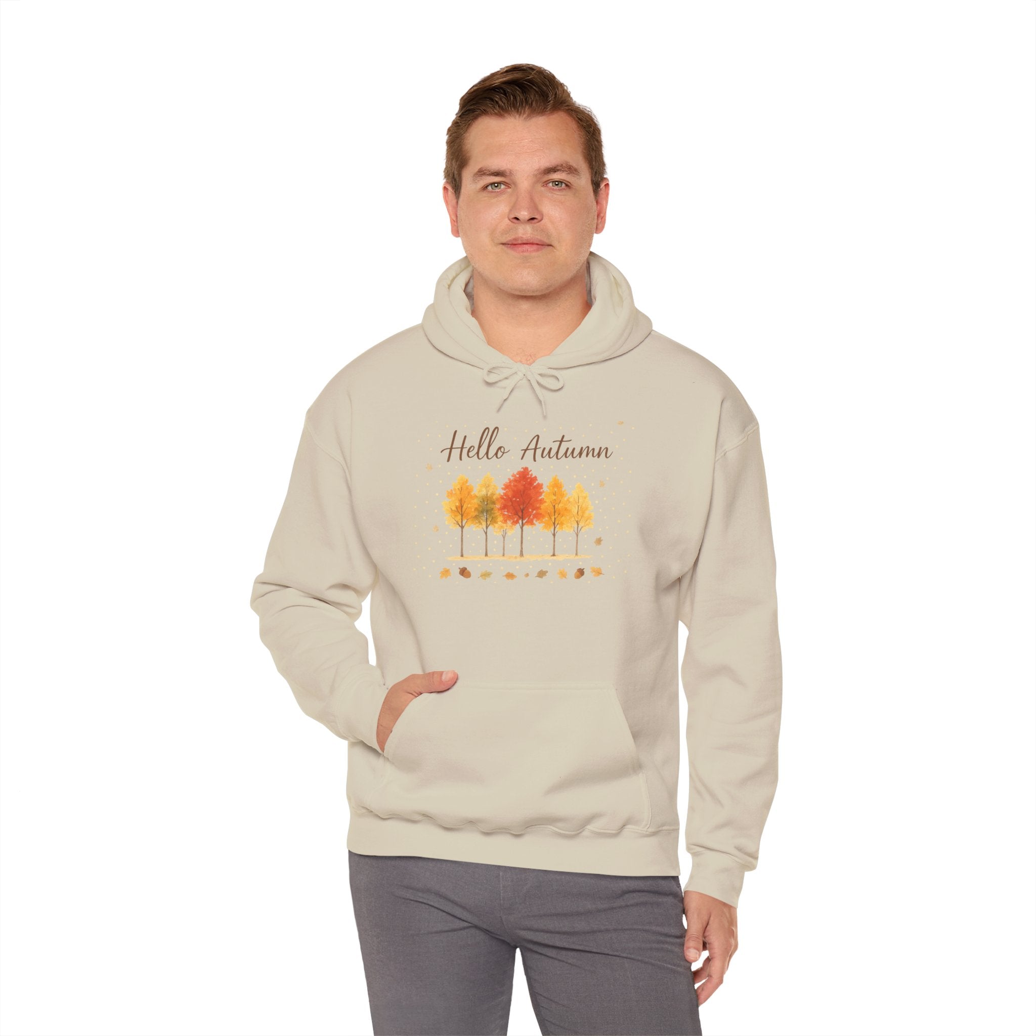 Autumn Vibes Hooded Sweatshirt, Cozy Fall Hoodie, Hello Autumn Sweatshirt, Unisex Fall Apparel, Seasonal Fashion, Gift for Her