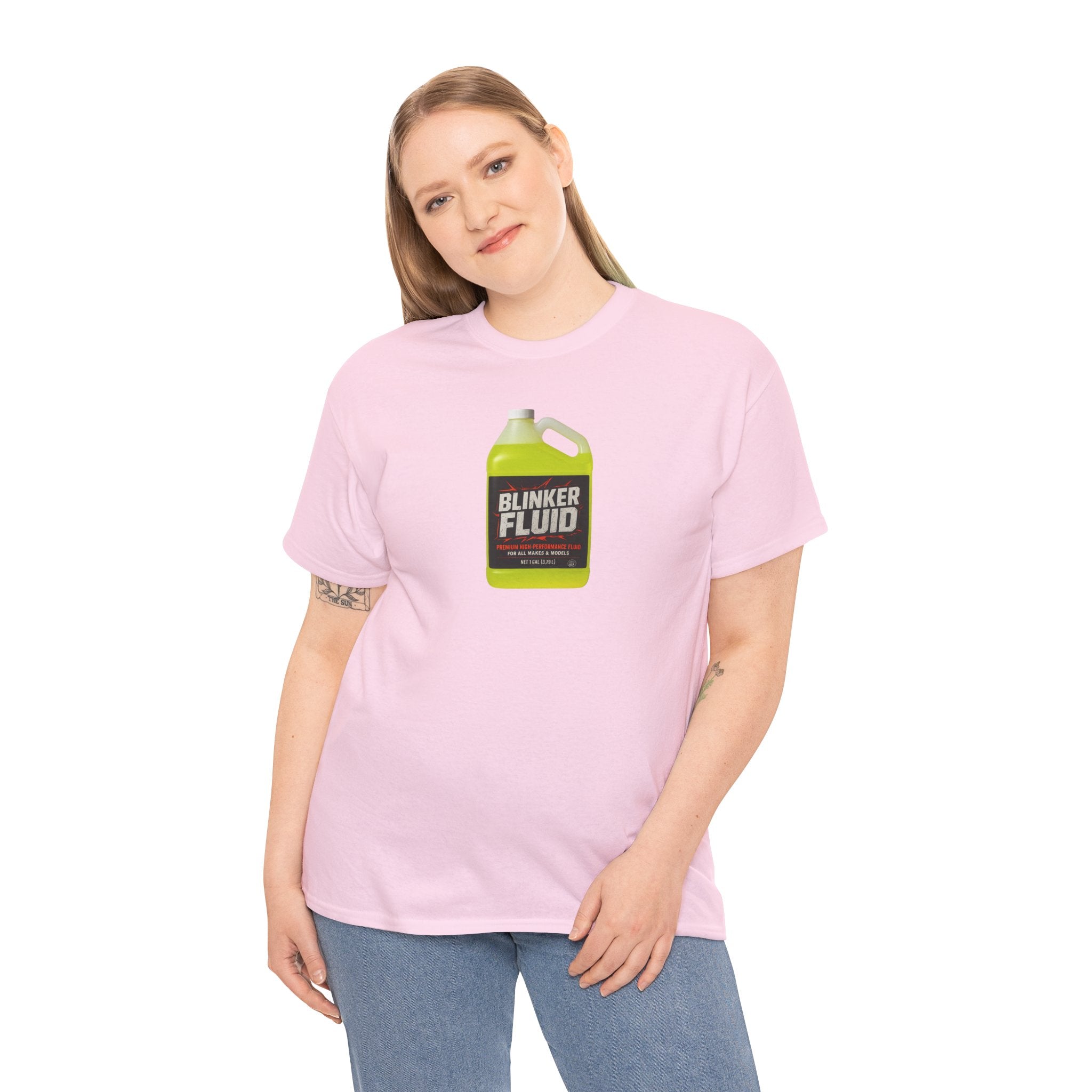 Humorous Blinker Fluid Tee, Funny T-Shirt, Car Lover Gift, Gag Gift, Unisex Heavy Cotton Shirt