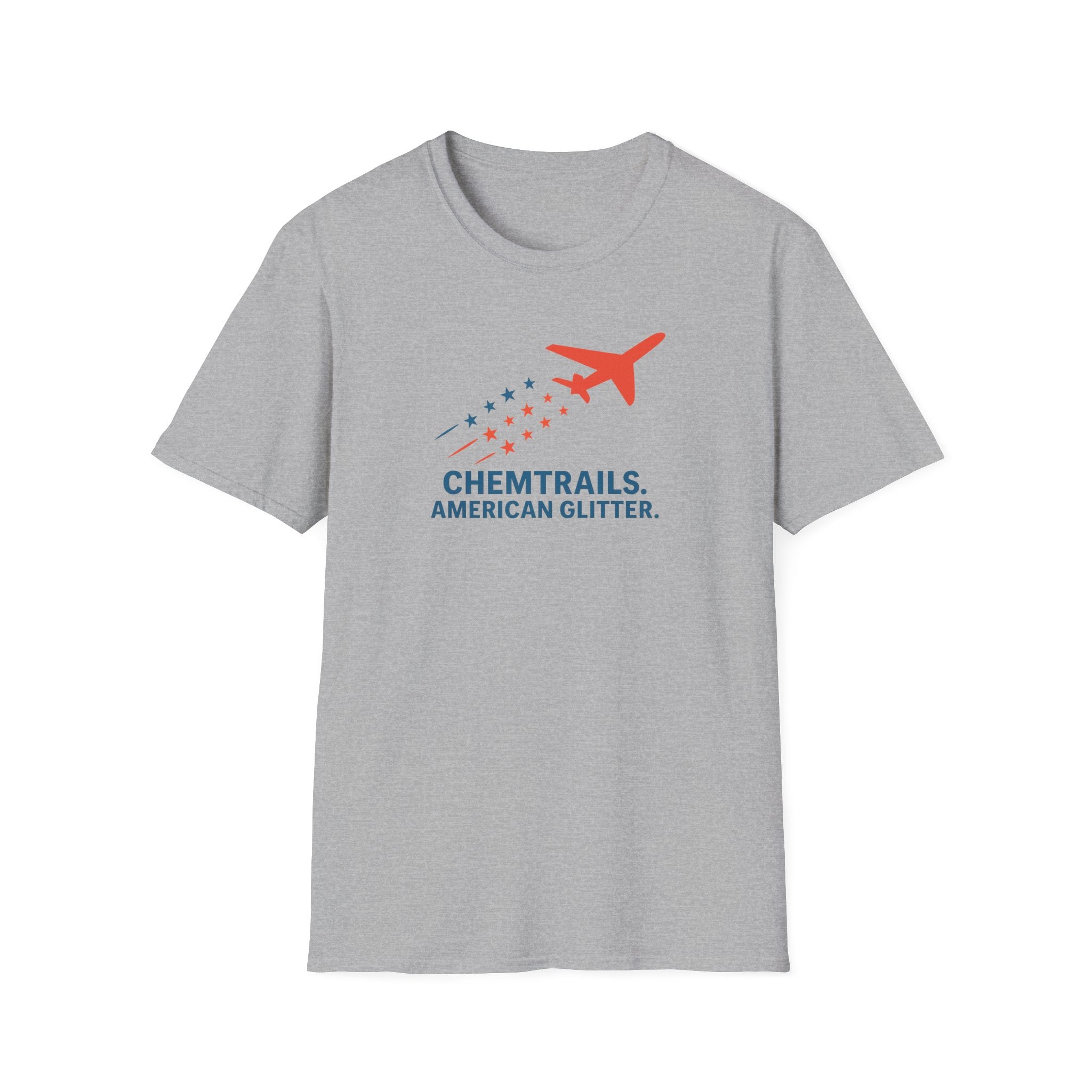 Chemtrails American Glitter T-Shirt | Unisex Softstyle Tee for Trendy Comfort,  Statement Top, Casual