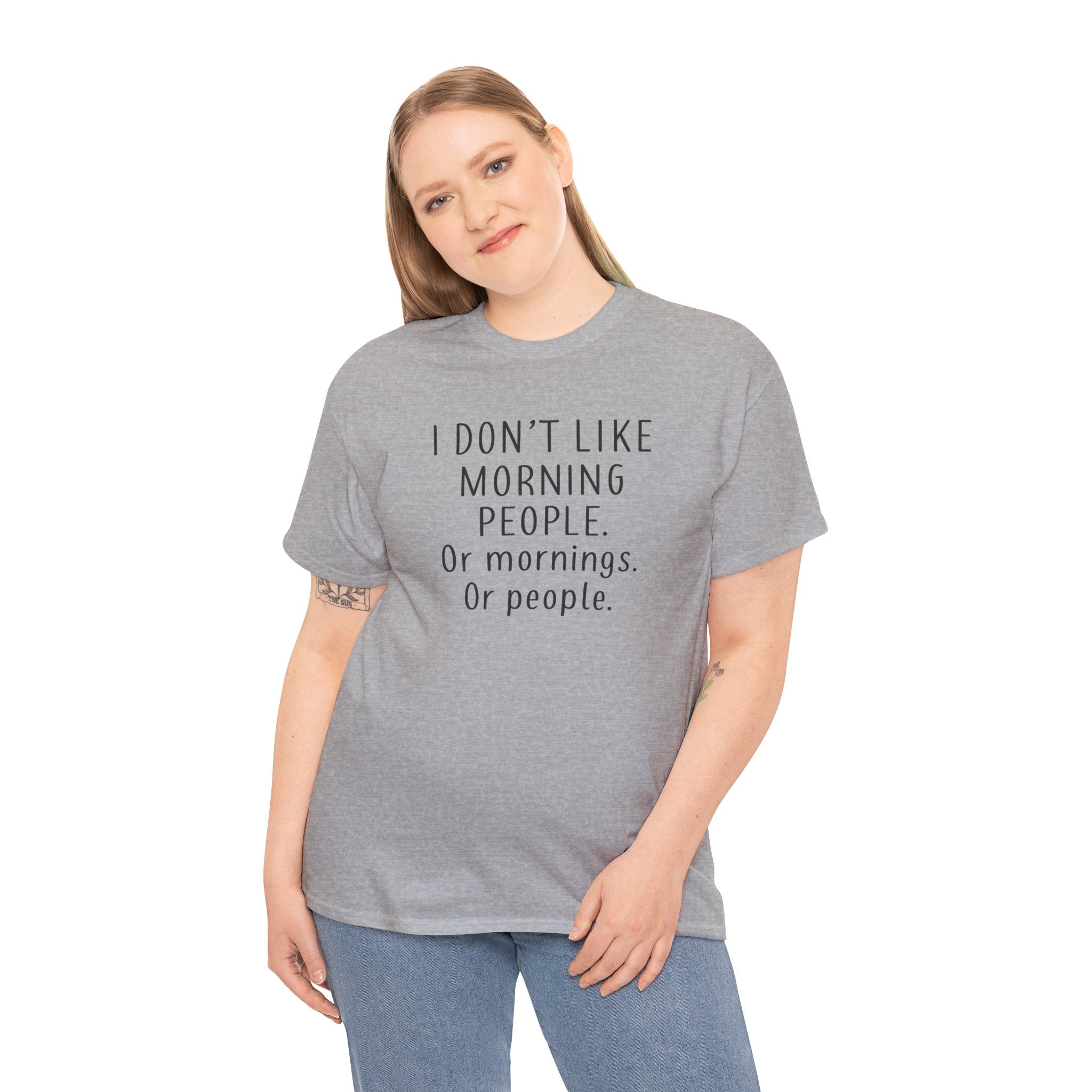 Funny Morning Tee - I Don't Like Morning People, Gift for Night Owls, Casual Wear, Humor T-Shirt, Unisex Cotton Shirt