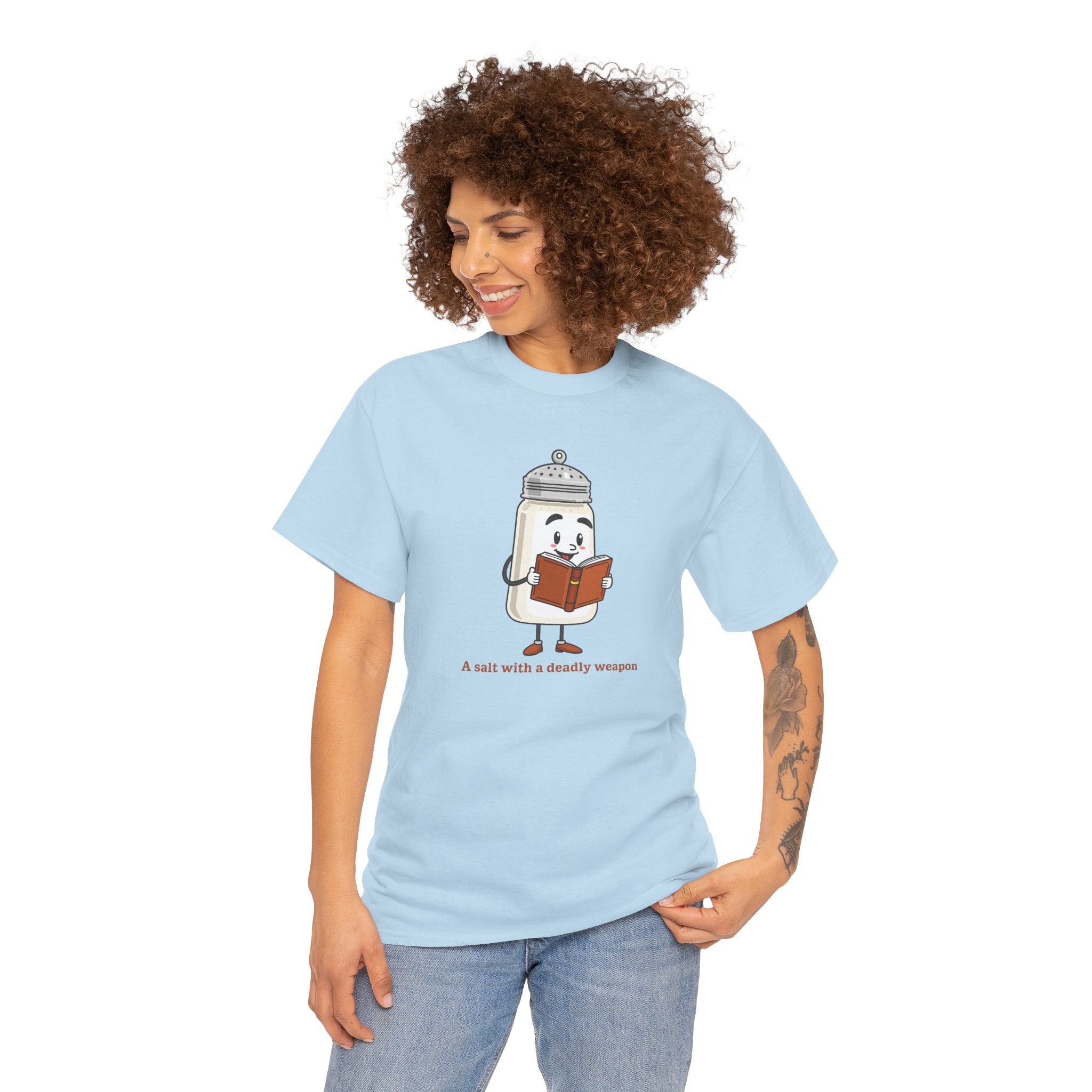 Funny Salt Bear Graphic Tee, Unisex Heavy Cotton Tee, Cute Gift for Food Lovers, Book Lovers, Unique Humor Shirt, Casual Everyday Wear