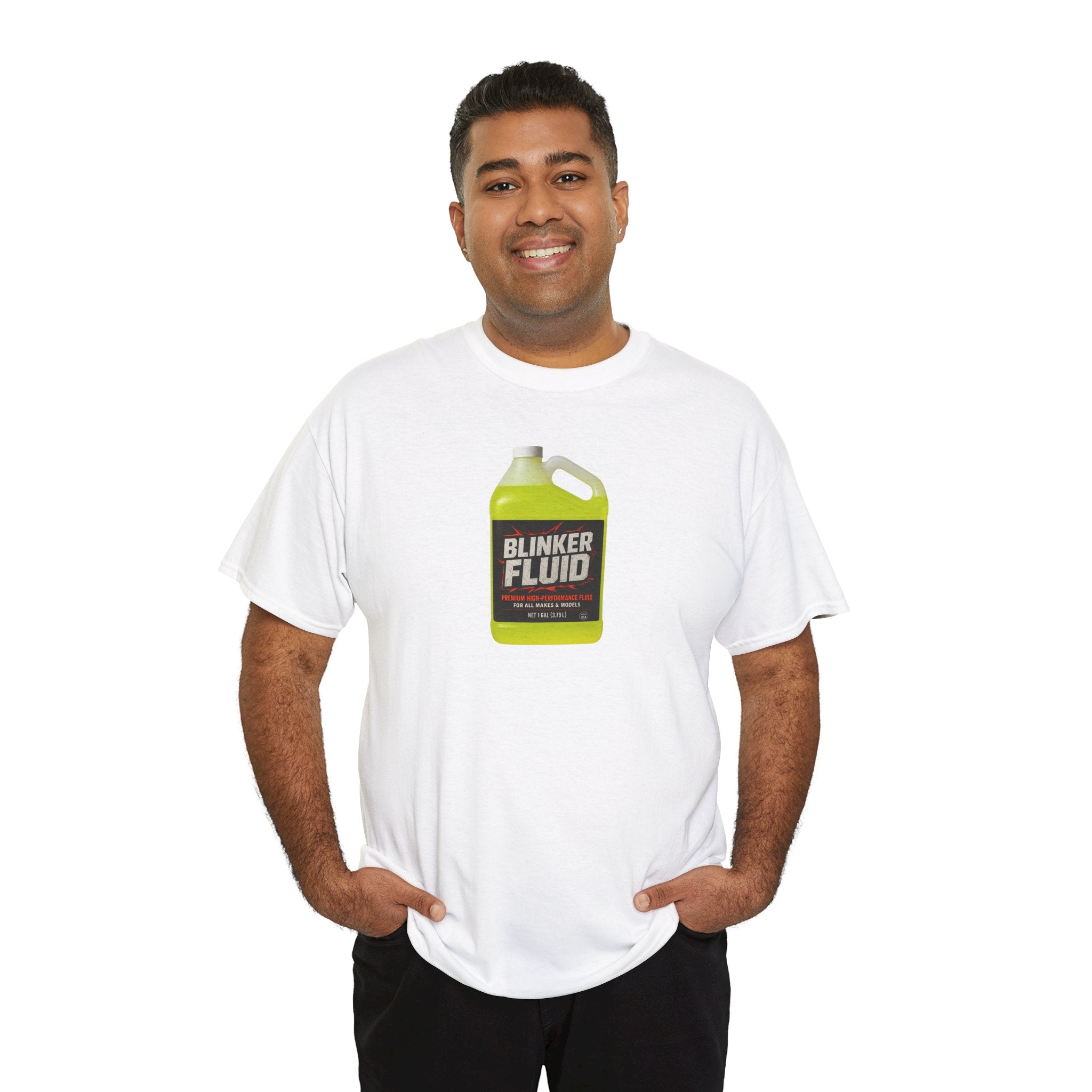 Humorous Blinker Fluid Tee, Funny T-Shirt, Car Lover Gift, Gag Gift, Unisex Heavy Cotton Shirt