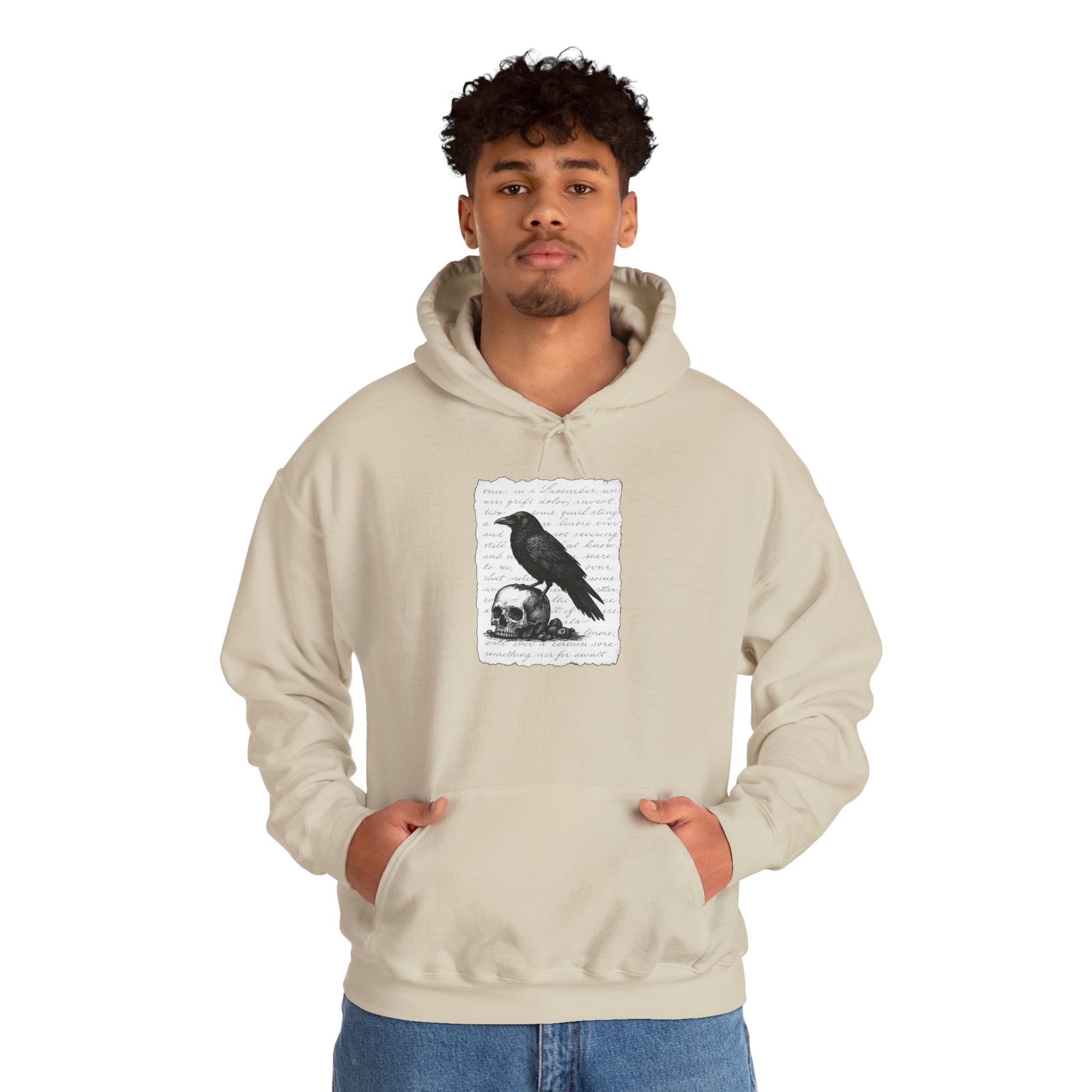 Gothic Raven Hoodie, Cozy Sweatshirt, Unisex Pullover, Halloween Apparel, Fall Fashion, Book Lovers, Theatre Lovers