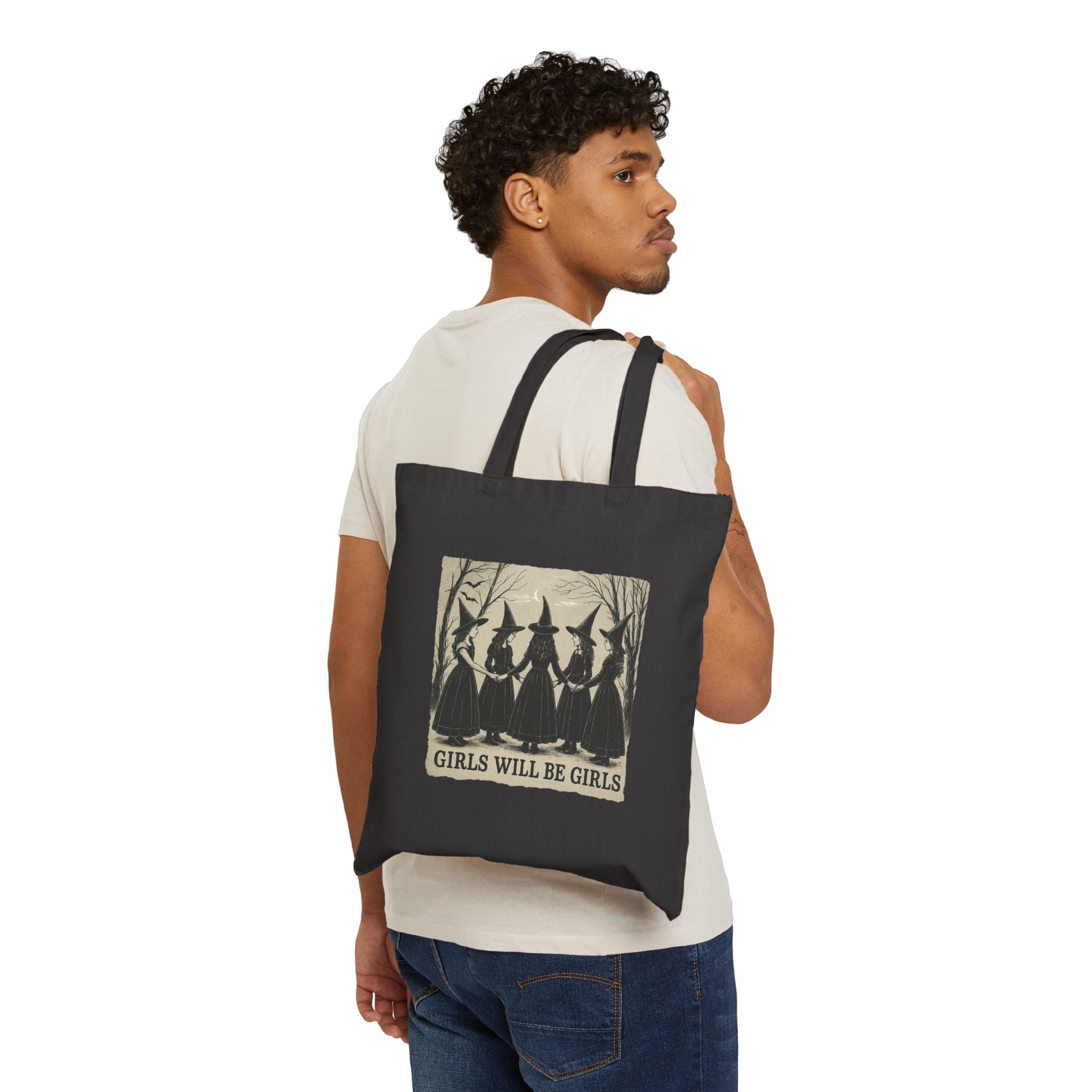 Witchy Girls Tote Bag | Halloween Shopping Bag, Eco-Friendly Tote, Gift for Witches, Witchcraft Accessory, Canvas Bag, Girls Night Out