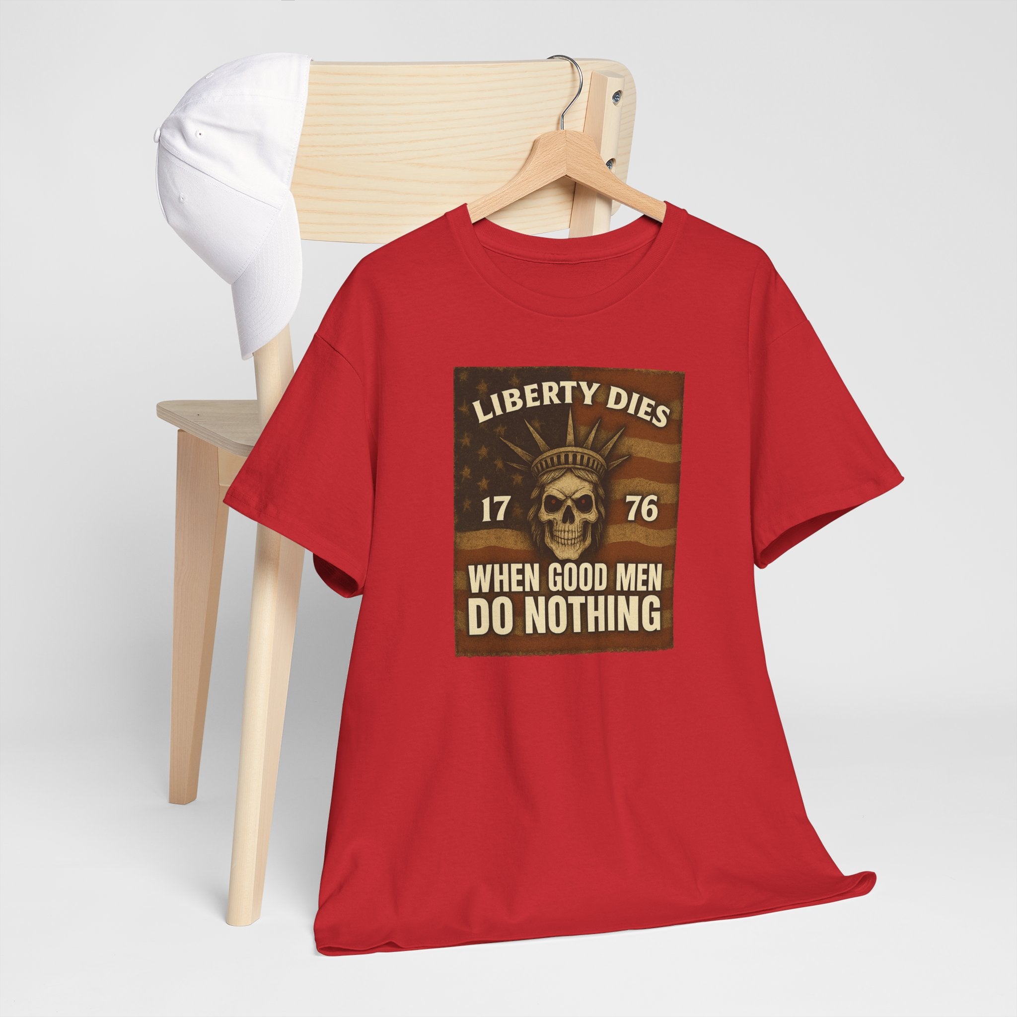 Liberty Dies Unisex Heavy Cotton Tee, Patriotic T-Shirt, 4th of July Gift, Independence Day Apparel, Vintage Style Tee