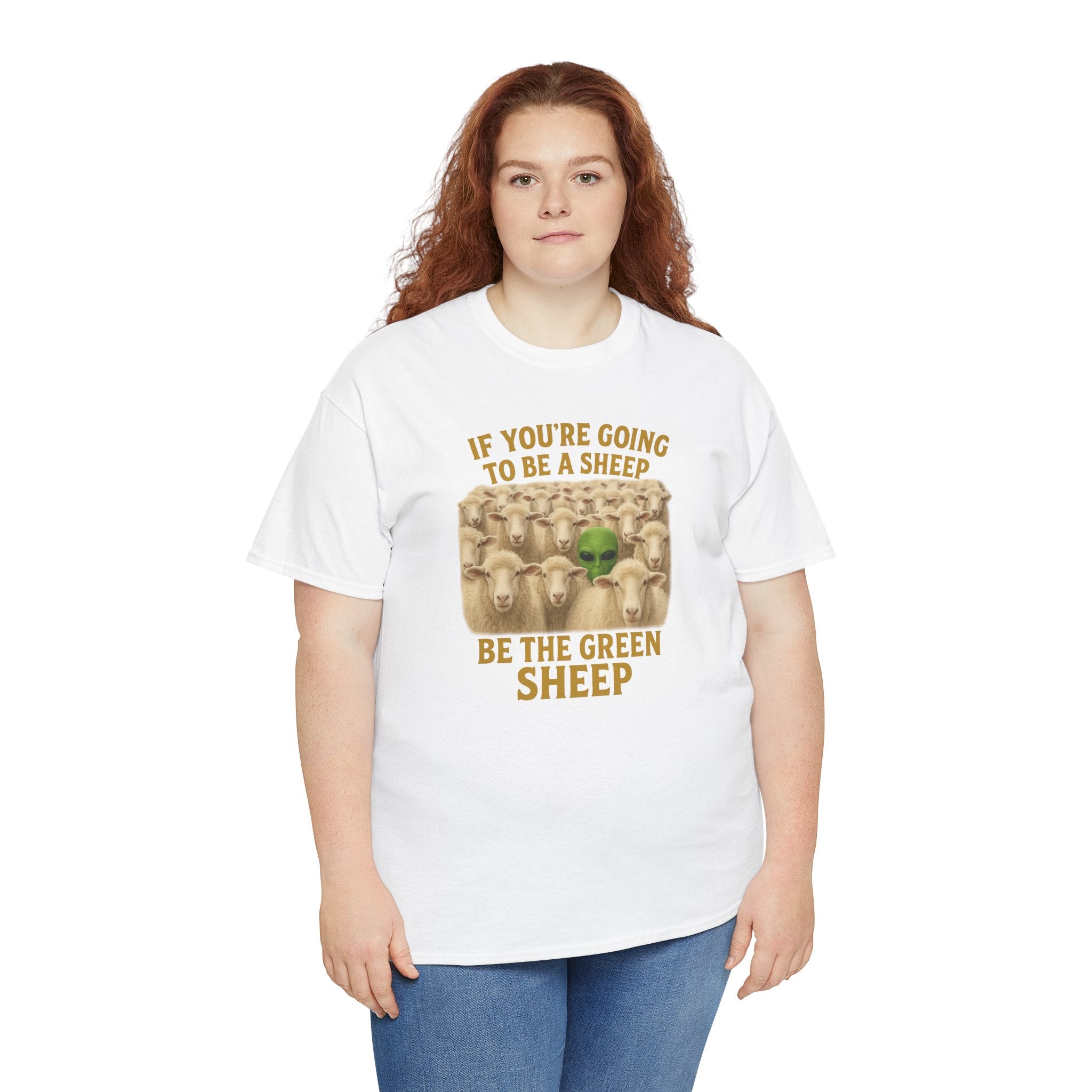 Be the Green Sheep Unisex Heavy Cotton Tee, Funny T-Shirt for the rebel in your life,  Gift for Friends, Casual Wear, Comfortable Basics