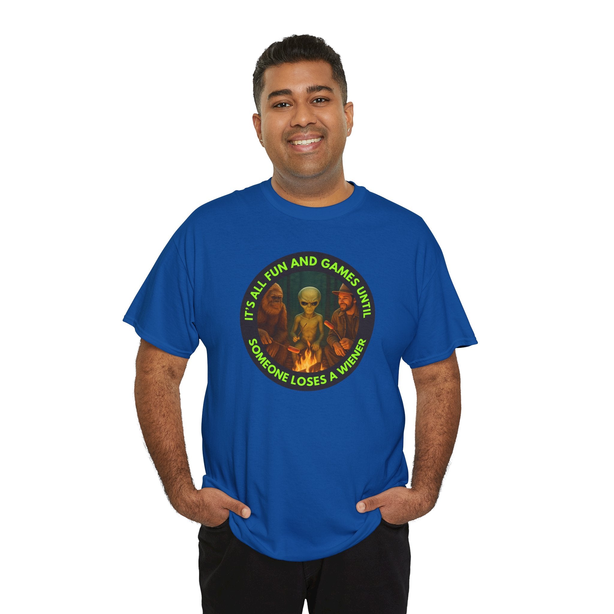 It's All Fun and Games Until... Funny Alien Camping T-shirt, Gift for Gamers, Casual Wear, Unique Statement