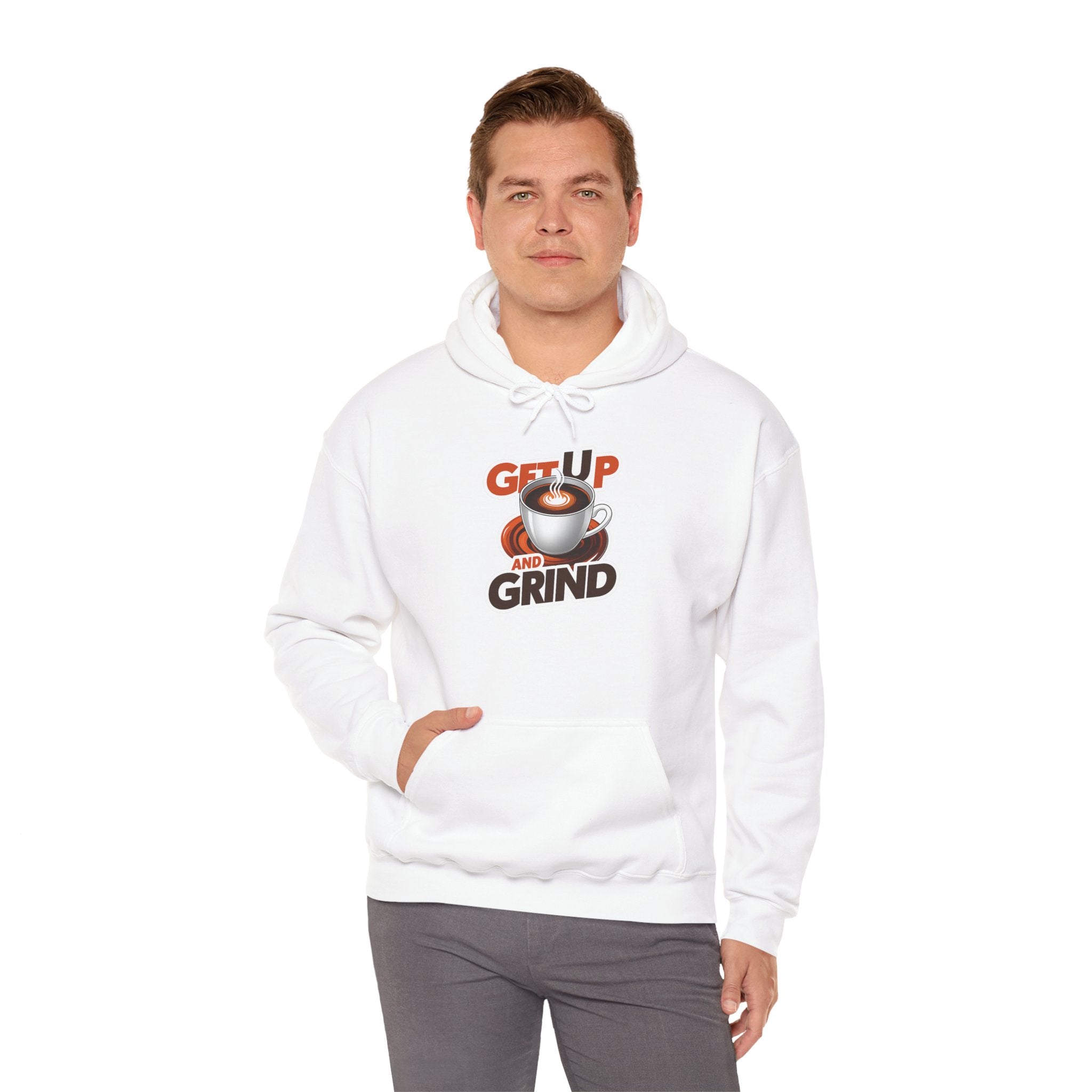 Get Up and Grind Motivational Coffee -Themed Hoodie | Motivational Gift for Coffee Lovers, Unisex Casual Wear, Perfect for Gym, School, Office
