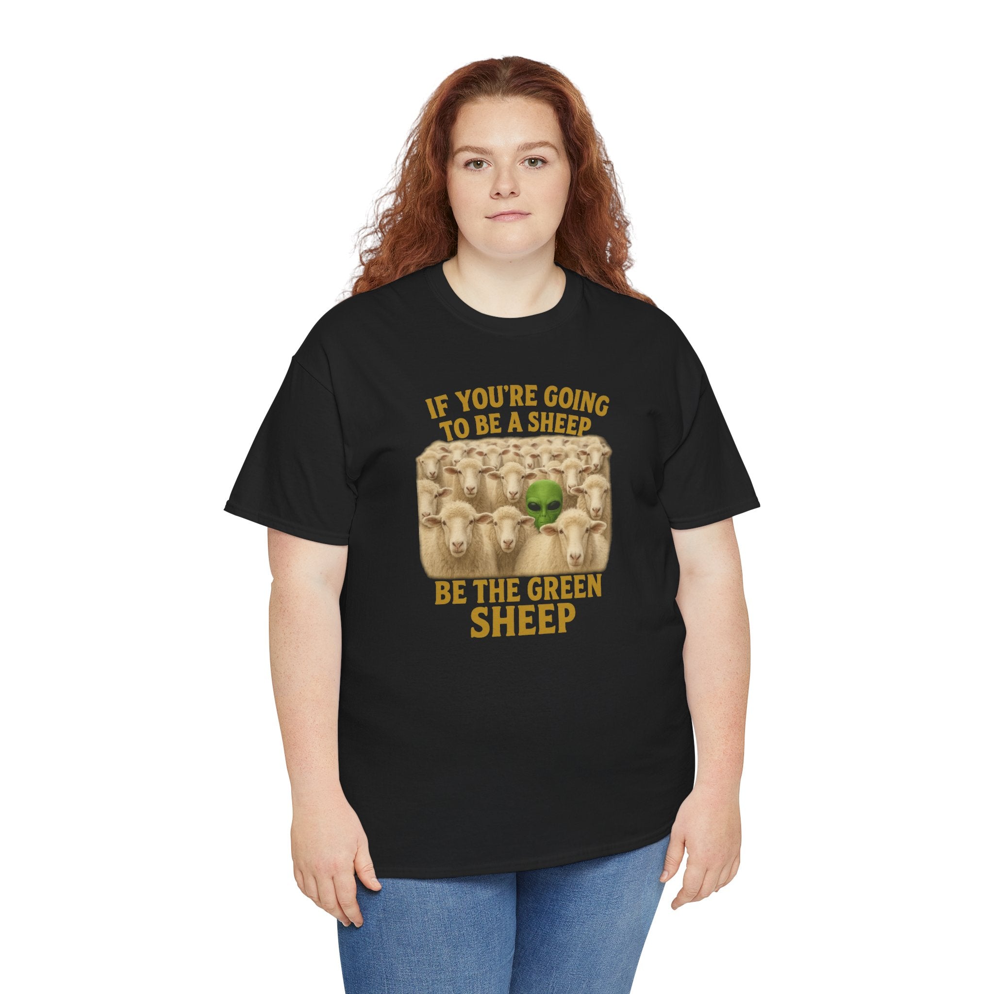 Be the Green Sheep Unisex Heavy Cotton Tee, Funny T-Shirt for the rebel in your life,  Gift for Friends, Casual Wear, Comfortable Basics