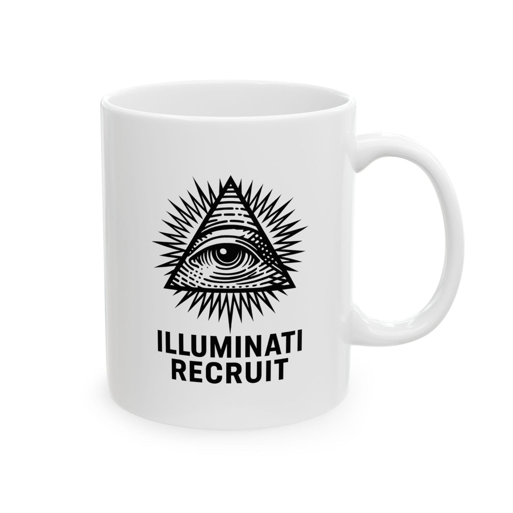 Illuminati Recruit Joke Mug - Office Coffee Mug - 11oz & 15oz, Mystical Coffee Cup, Gift for Men, Unique Tea Mug, Conspiracy Theory Beverage Holder