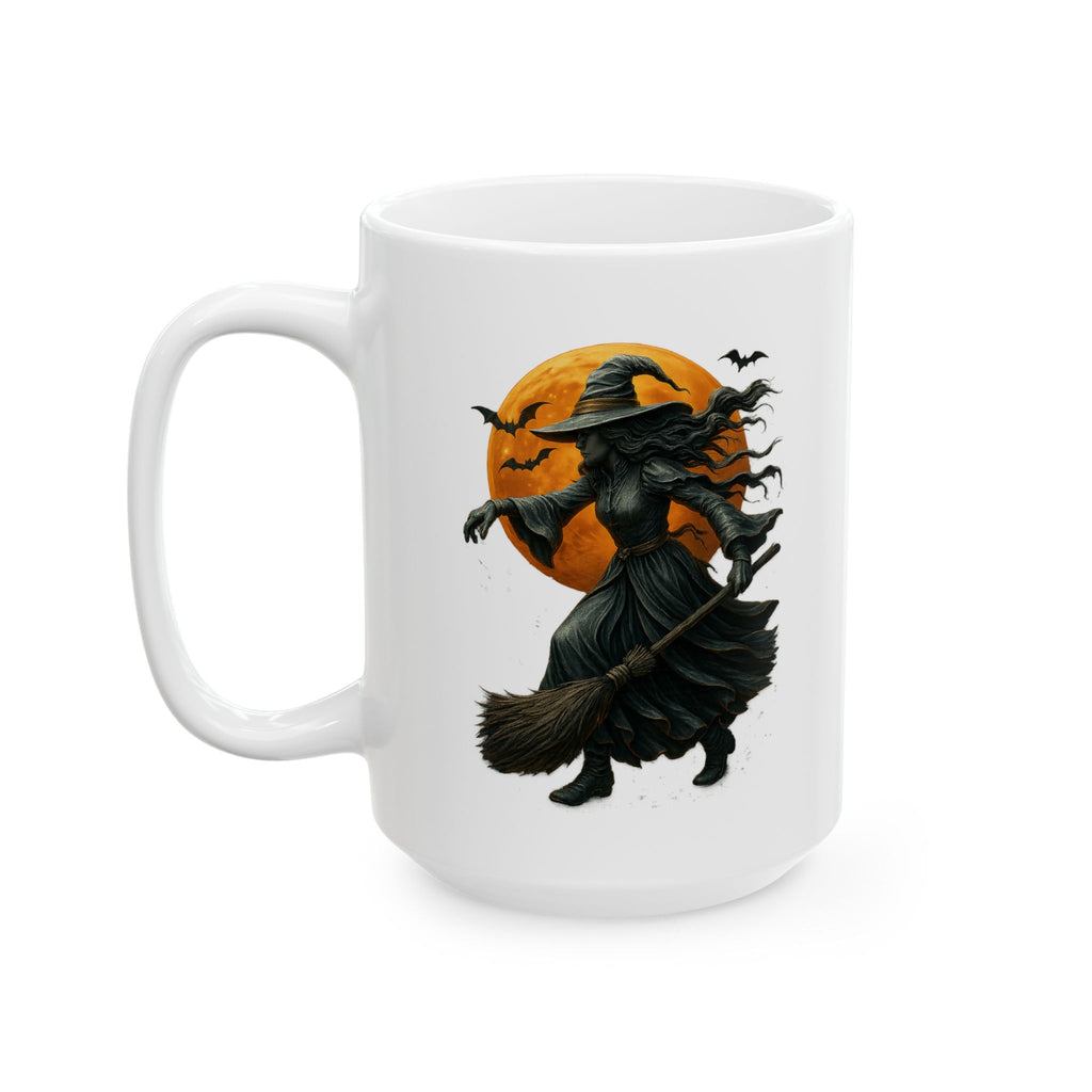 Halloween Metallic Relief Witch Painting Mug, Perfect for Fall, Coffee Lovers, Gifting, Cozy Vibes, Home Decor