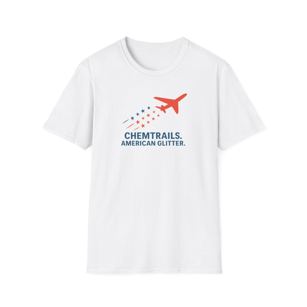 Chemtrails American Glitter T-Shirt | Unisex Softstyle Tee for Trendy Comfort,  Statement Top, Casual