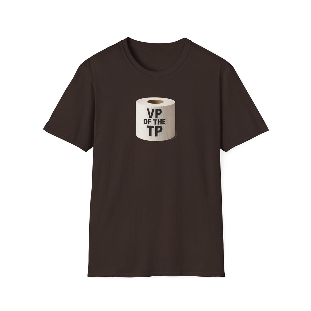 VP of the TP  - Unisex Softstyle T-Shirt, Humorous Gift, Toilet Paper Lover Shirt, Quirky Graphic Tee, Perfect for Parties