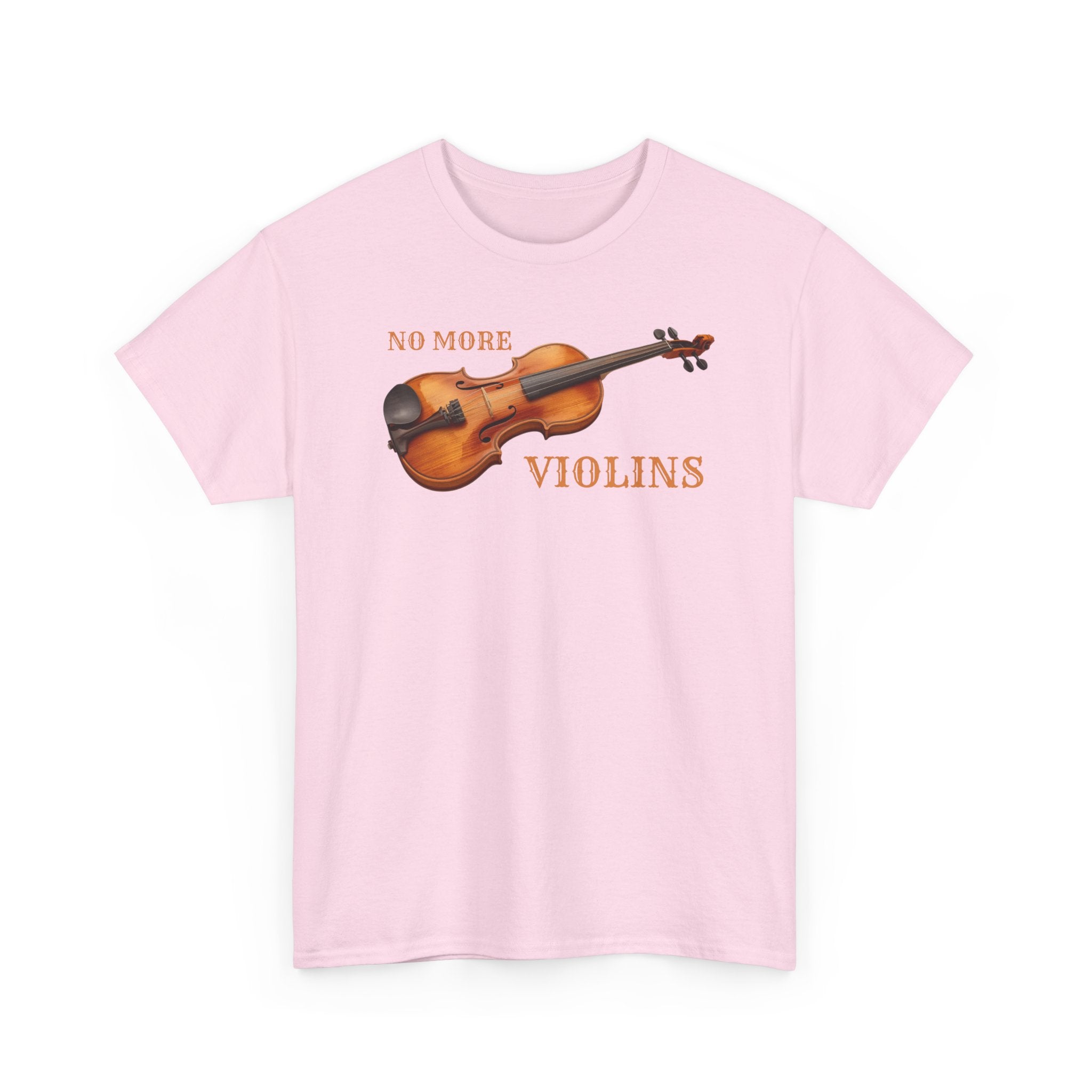 No More Violins Unisex Heavy Cotton Tee, Funny Music Lover T-Shirt, Gift for Musicians, Band Merchandise, Casual Wear, Birthday Gift