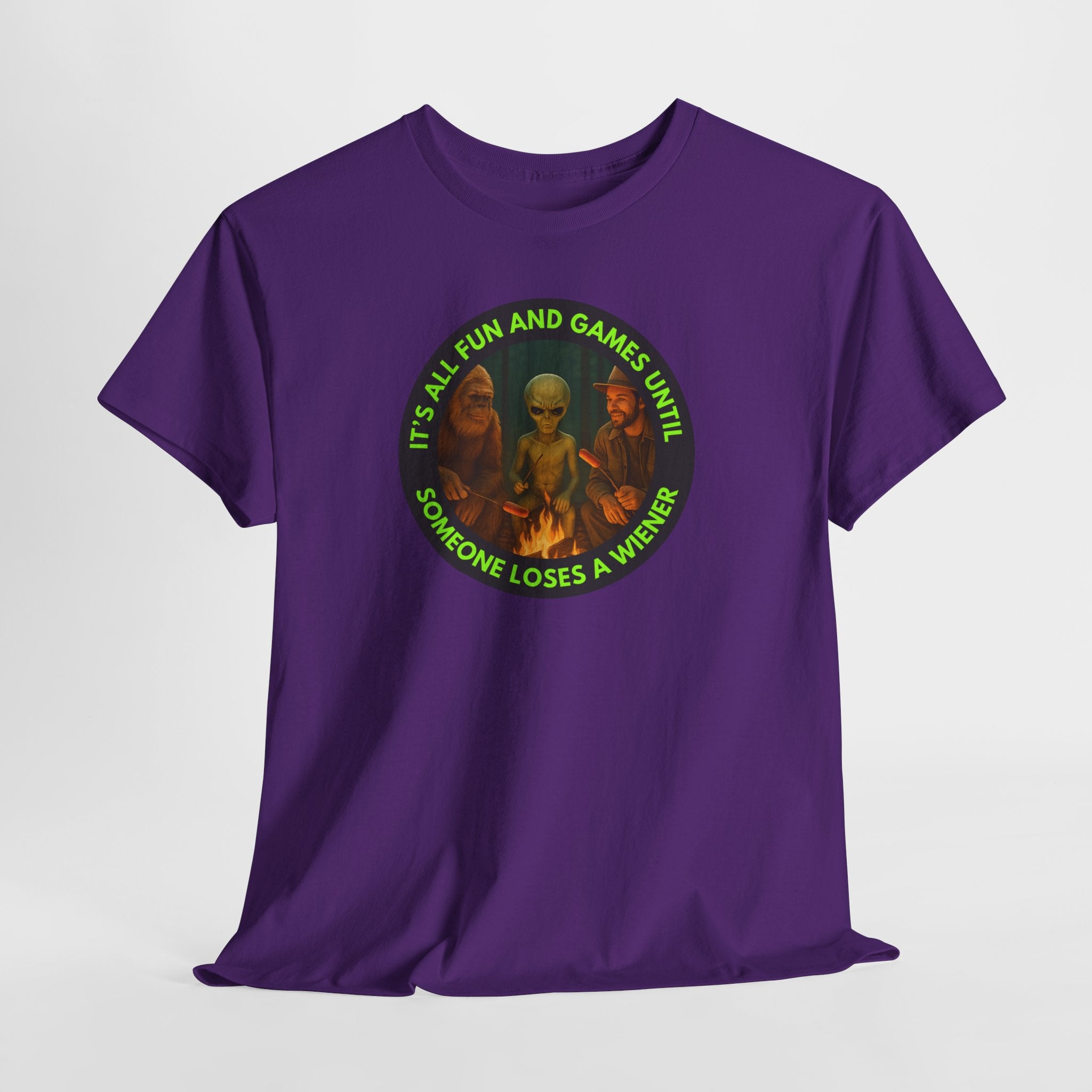 It's All Fun and Games Until... Funny Alien Camping T-shirt, Gift for Gamers, Casual Wear, Unique Statement