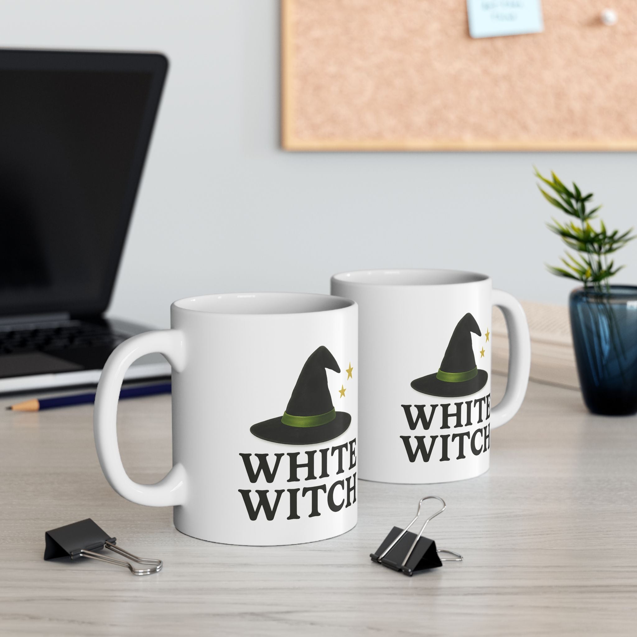 Ceramic Mug with White Witch Design, Spellbinding Coffee Cup, Halloween Decor, Gift for Witch Lovers, White Witch Mug, 11oz and 15oz Sizes