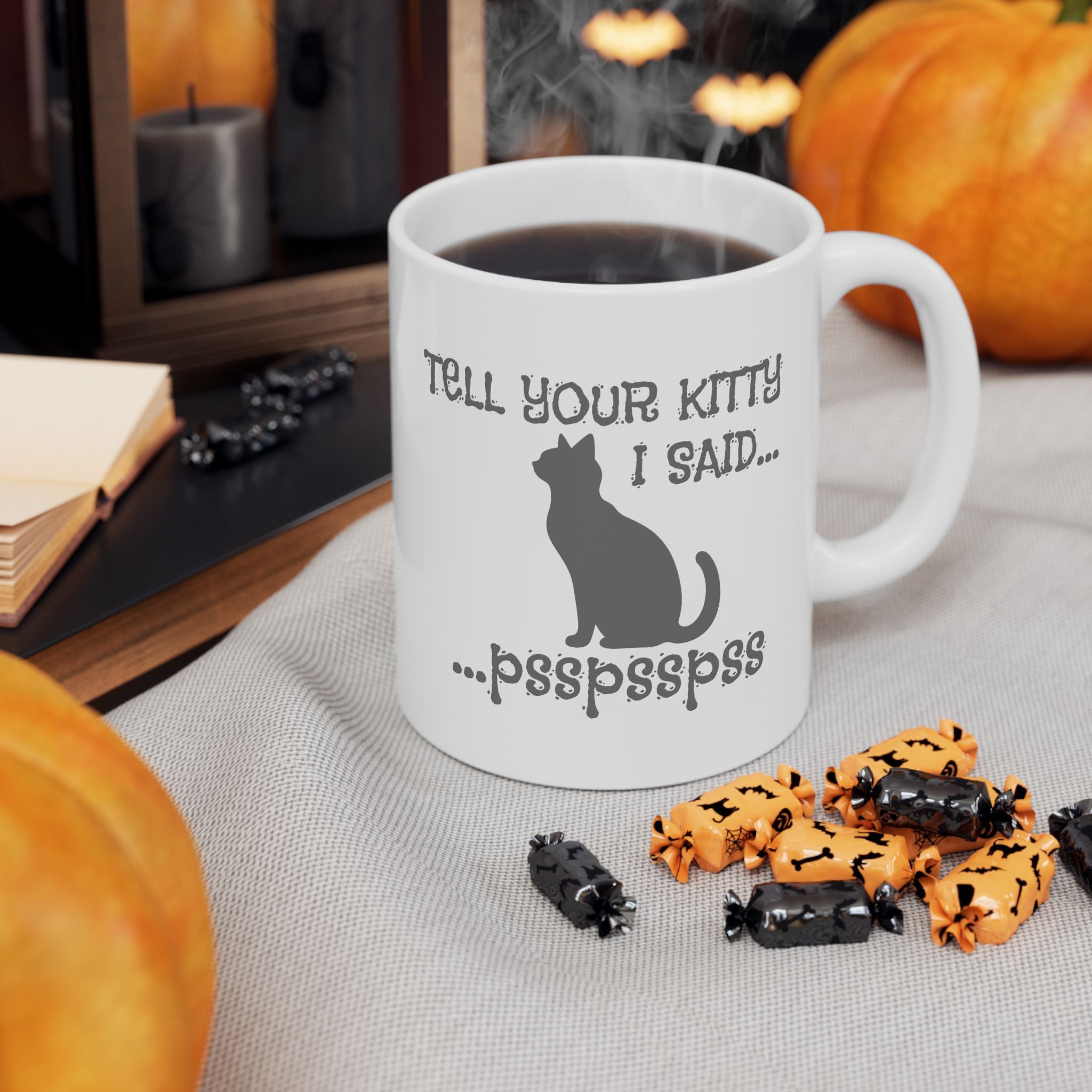 Whimsical Cat Lover's Ceramic Mug - Funny Coffee Cup Gift, Unique Cat Design, Perfect for Birthdays, Holidays, Housewarming, Tea Lovers
