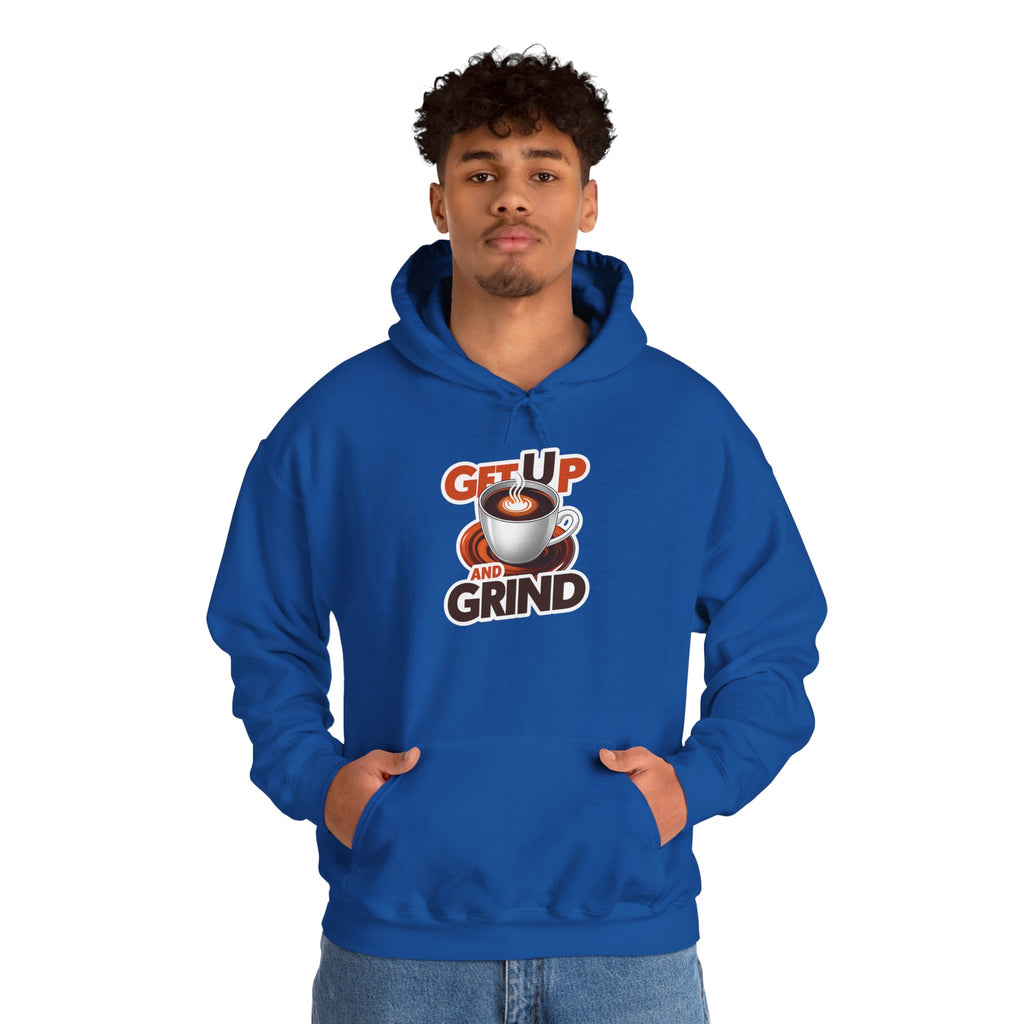 Get Up and Grind Motivational Coffee -Themed Hoodie | Motivational Gift for Coffee Lovers, Unisex Casual Wear, Perfect for Gym, School, Office