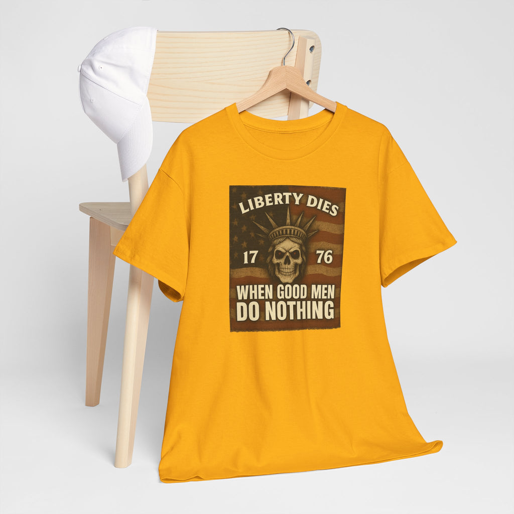 Liberty Dies Unisex Heavy Cotton Tee, Patriotic T-Shirt, 4th of July Gift, Independence Day Apparel, Vintage Style Tee