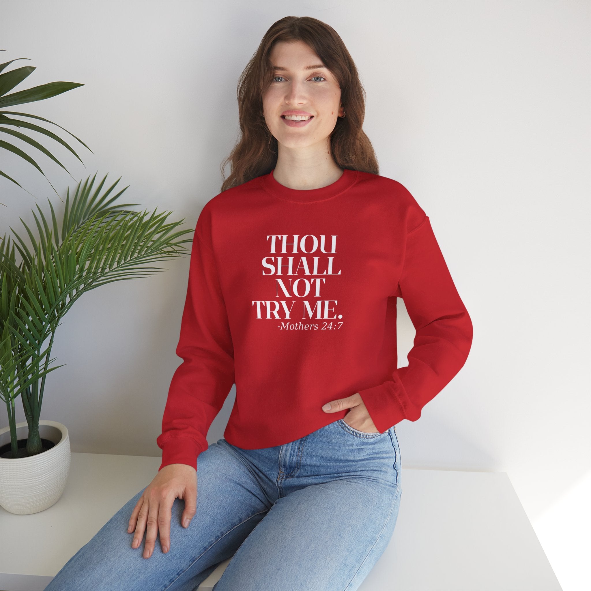 Thou Shall Not Try Me Mom Sweatshirt, Comfy Crewneck, Mother's Day Gift, Casual Wear