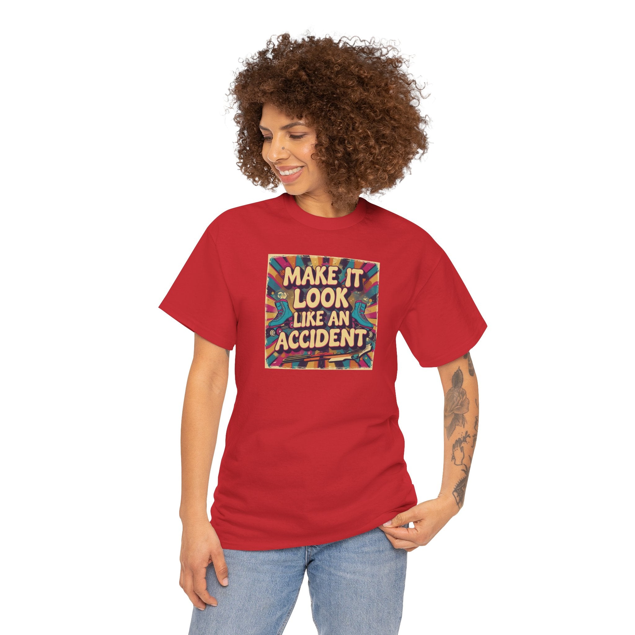 Playful Unisex Heavy Cotton Tee: Make It Look Like An Accident, Casual Wear, Gift for Friends, Fun Statement Shirt, Everyday Comfort