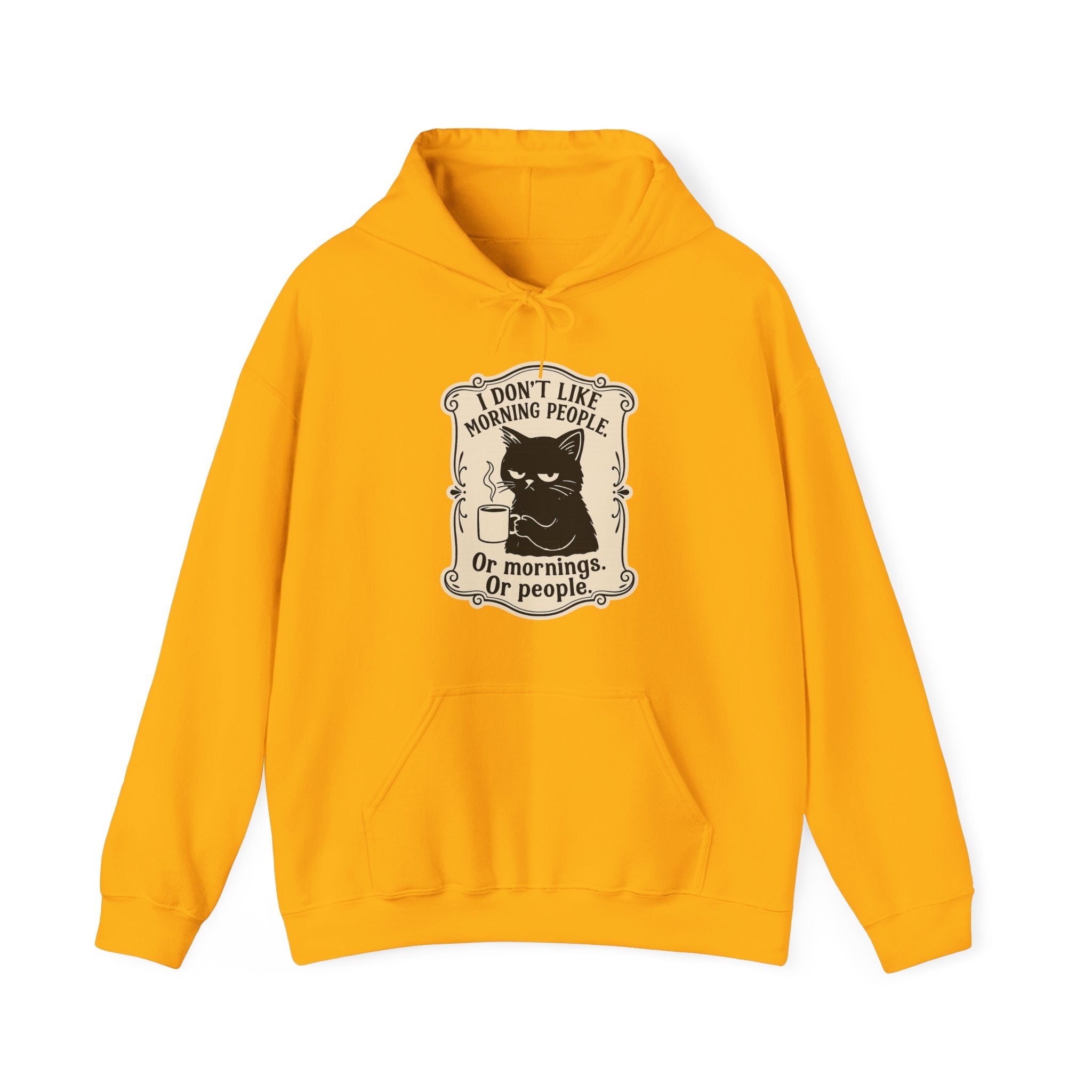 Cozy Cat Lover's Hoodie - 'I Don't Like Morning People' Design