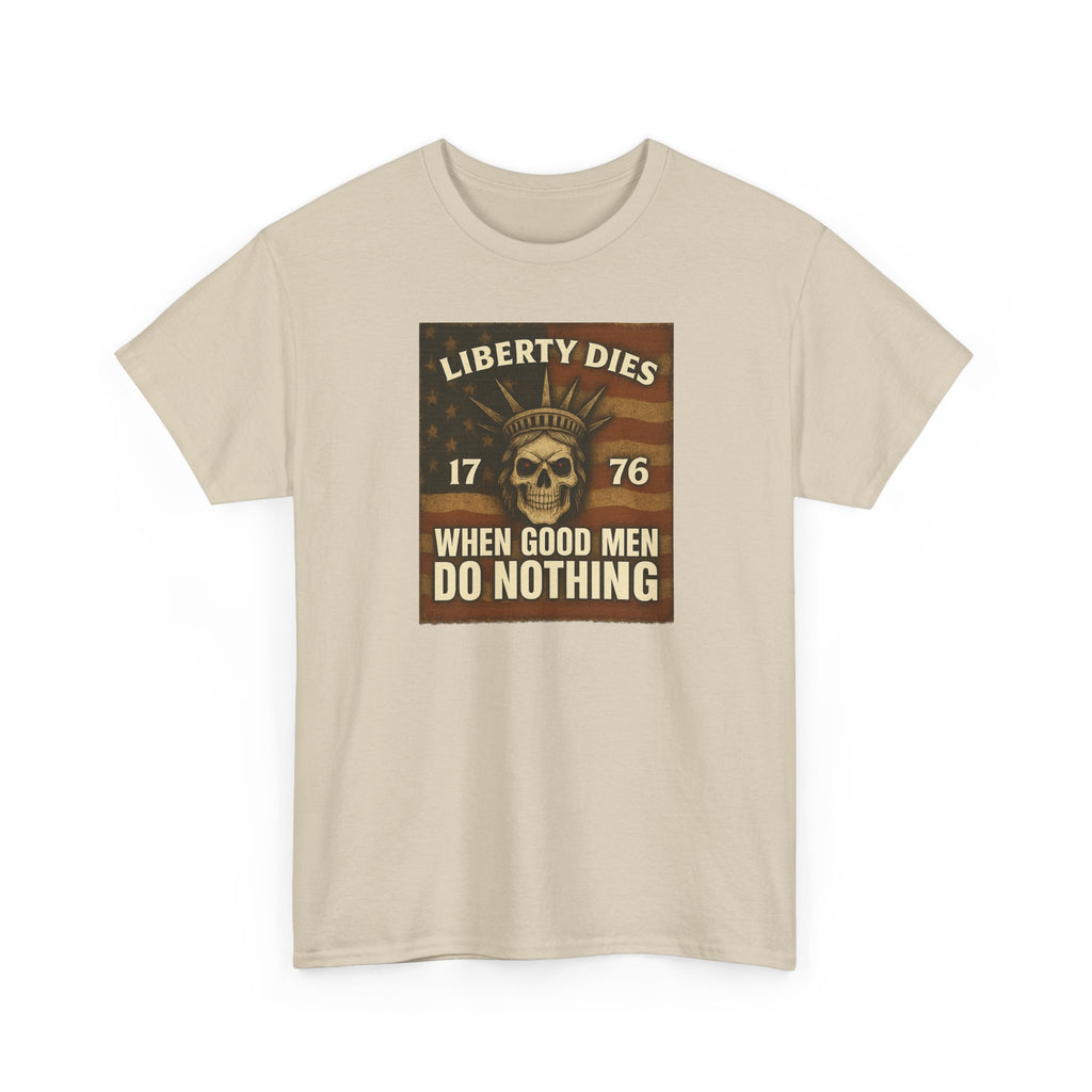 Liberty Dies Unisex Heavy Cotton Tee, Patriotic T-Shirt, 4th of July Gift, Independence Day Apparel, Vintage Style Tee