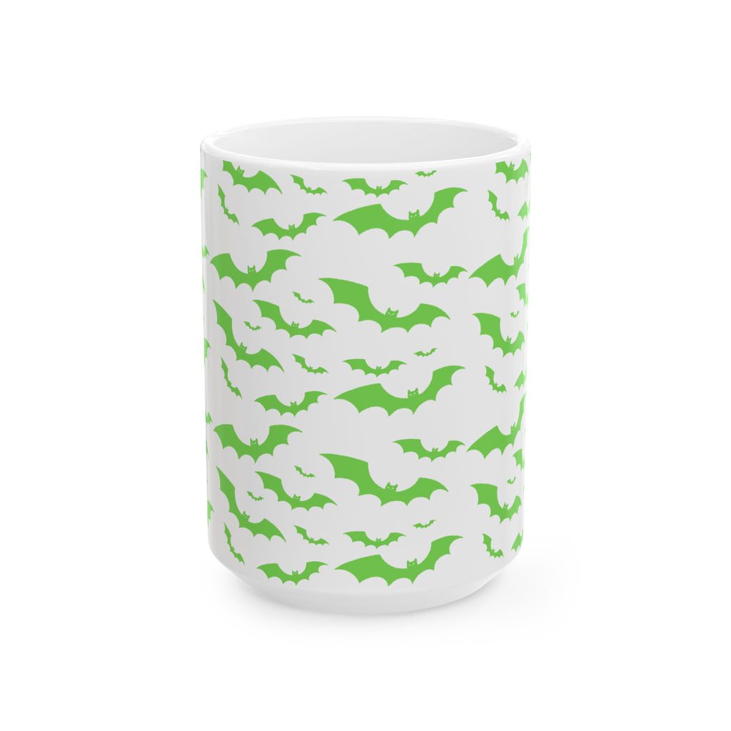 Spooky Green Bat Ceramic Mug for Halloween, Fun Coffee Cup, Halloween Decor, Gift for Bat Lovers, Bat-Themed Drinkware