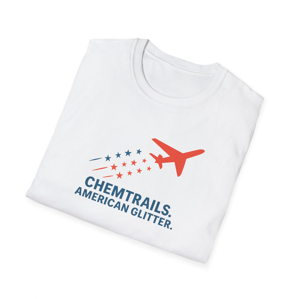Chemtrails American Glitter T-Shirt | Unisex Softstyle Tee for Trendy Comfort,  Statement Top, Casual