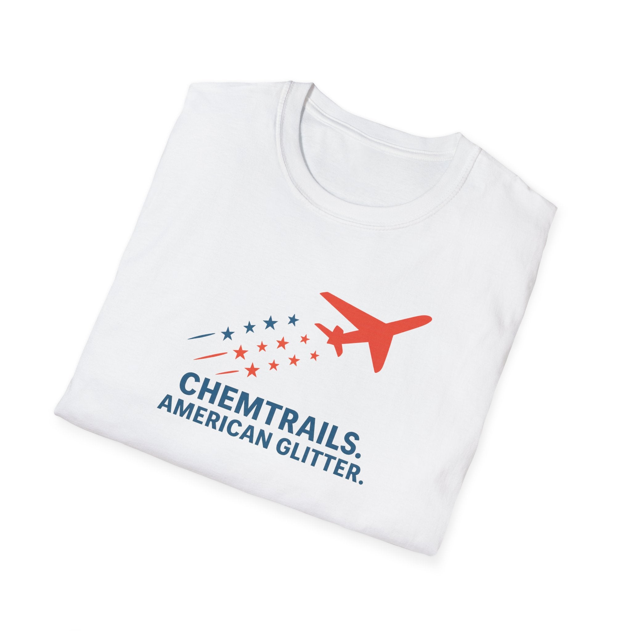 Chemtrails American Glitter T-Shirt | Unisex Softstyle Tee for Trendy Comfort,  Statement Top, Casual
