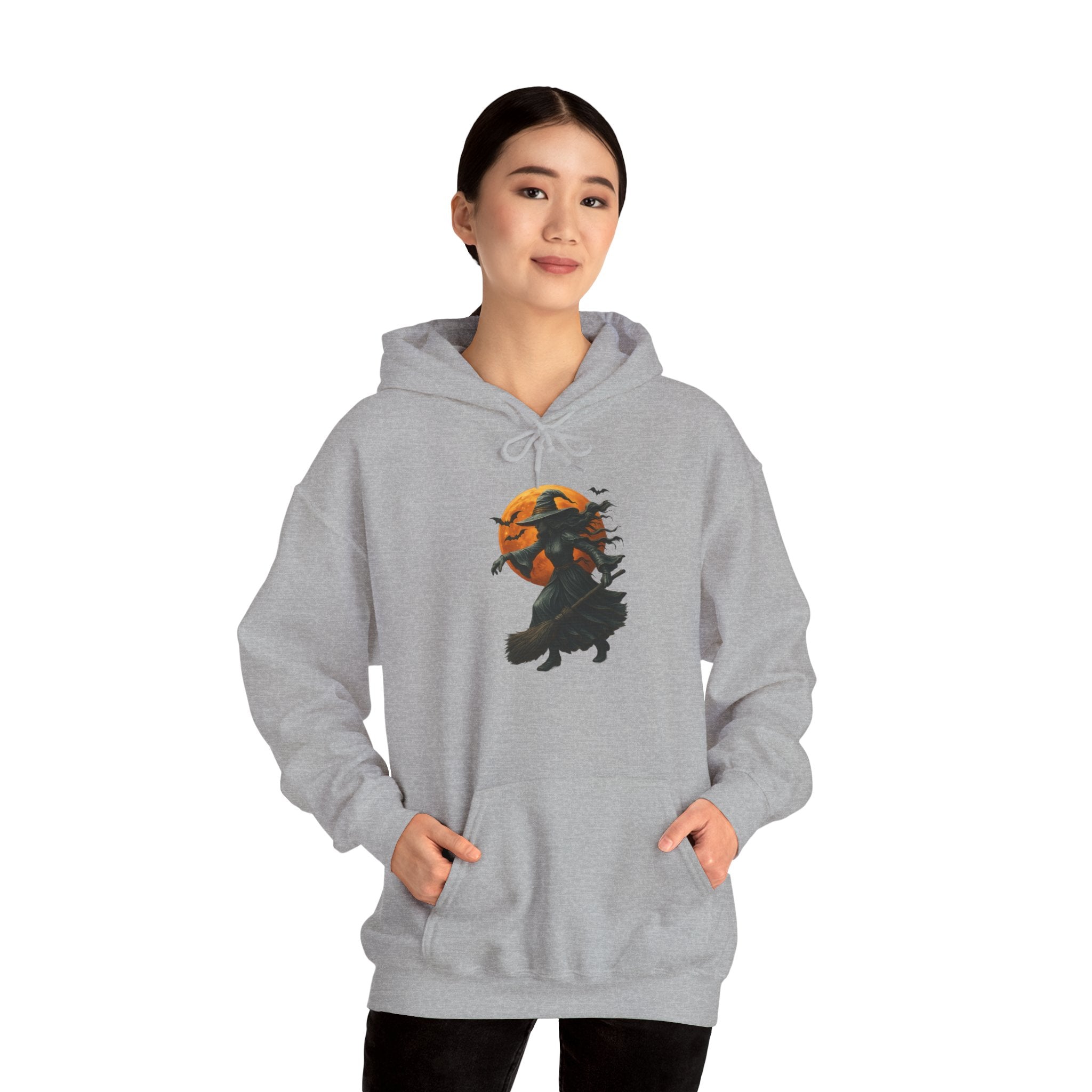 Halloween-Inspired Witch Hoodie, Cozy Fall Sweatshirt, Unisex Autumn Apparel, Spooky Season Gift, Perfect for October Celebrations