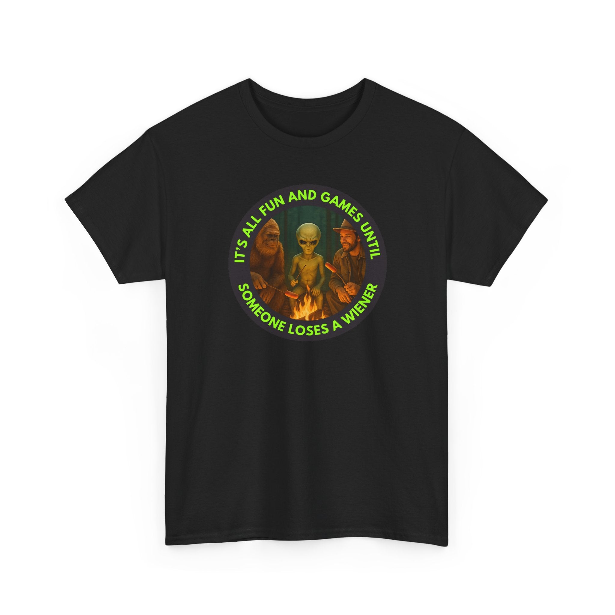 It's All Fun and Games Until... Funny Alien Camping T-shirt, Gift for Gamers, Casual Wear, Unique Statement
