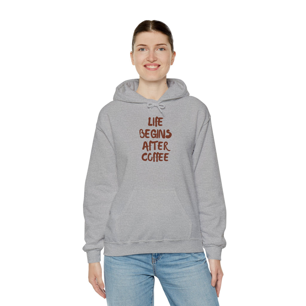 Life Begins After Coffee Hoodie - Cozy Unisex Hooded Sweatshirt for Coffee Lovers, Perfect Gift for Birthdays, Holidays, Relaxation