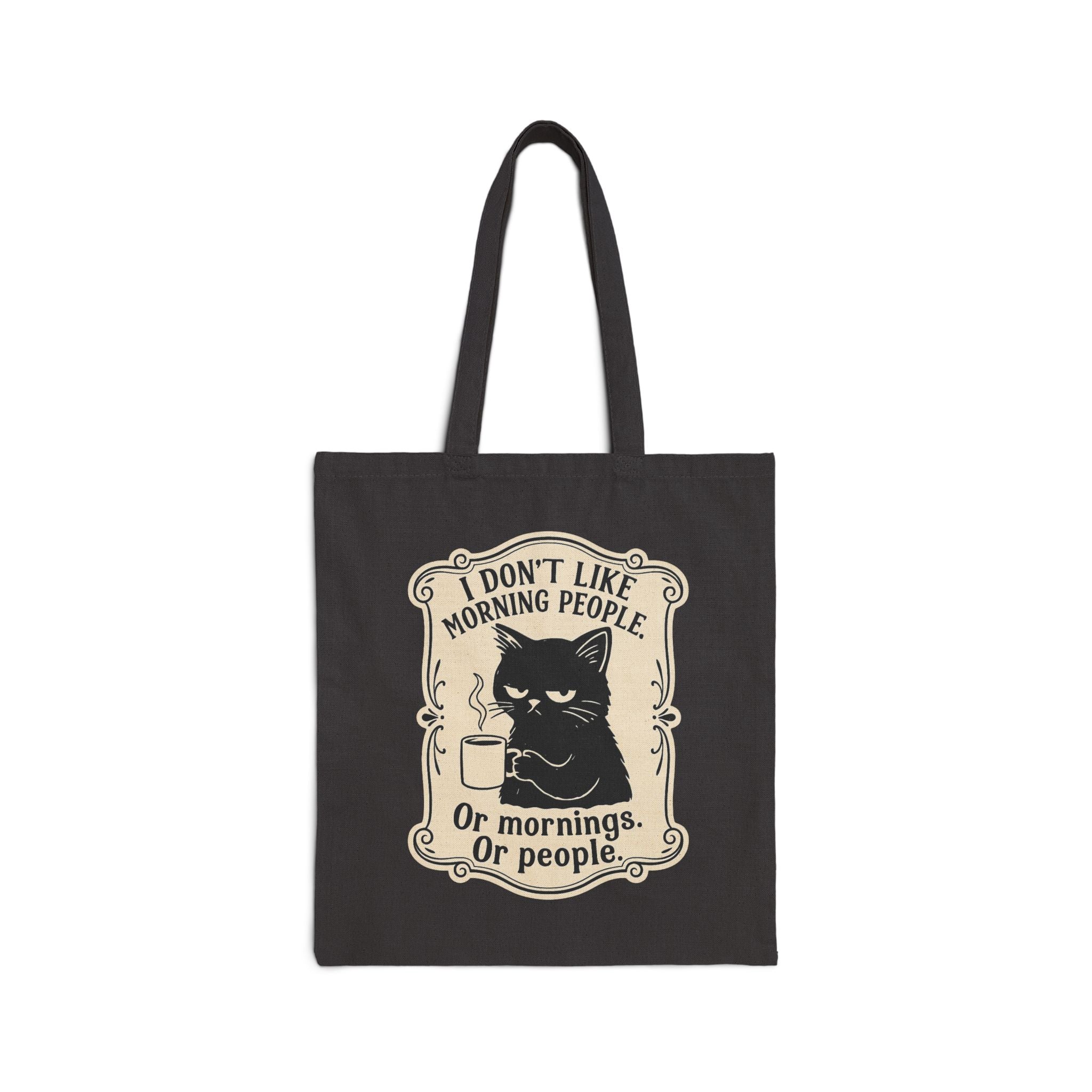 "I Don't Like Morning People" - Funny Cat Tote Bag, Gift for Cat Lovers, Beach Bag, Shopping Bag, Eco-Friendly Reusable Tote