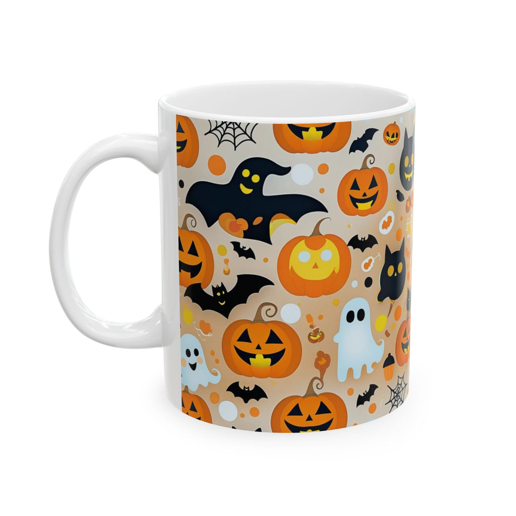 Spooky Halloween Ceramic Mug, Cute Pumpkin Ghosts Coffee Cup, Halloween Decor, Trick or Treat Mug, Fall Celebration Drinkware