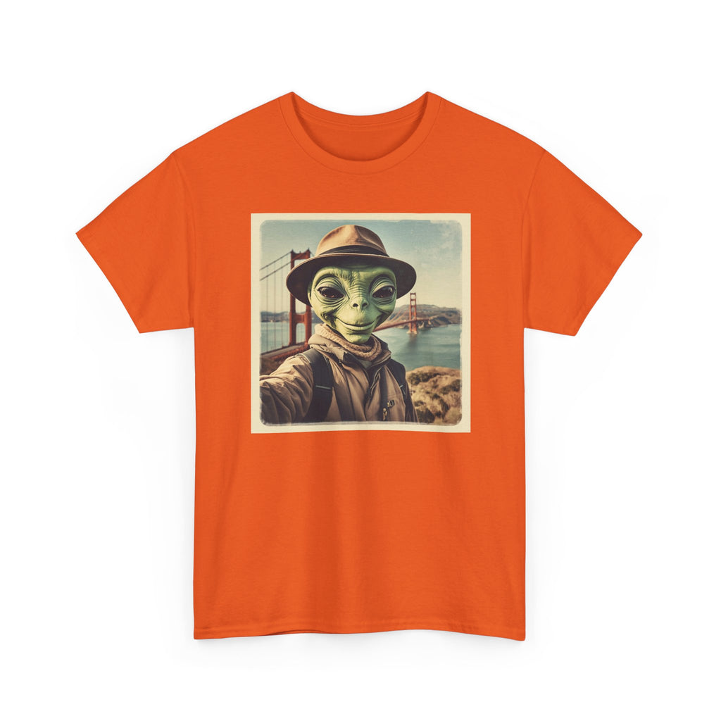 Alien Selfie Tee, Funny Graphic T-Shirt, Unique Art Shirt, Unisex Cotton Tee, Gift for Space Lovers, Quirky Style Wear