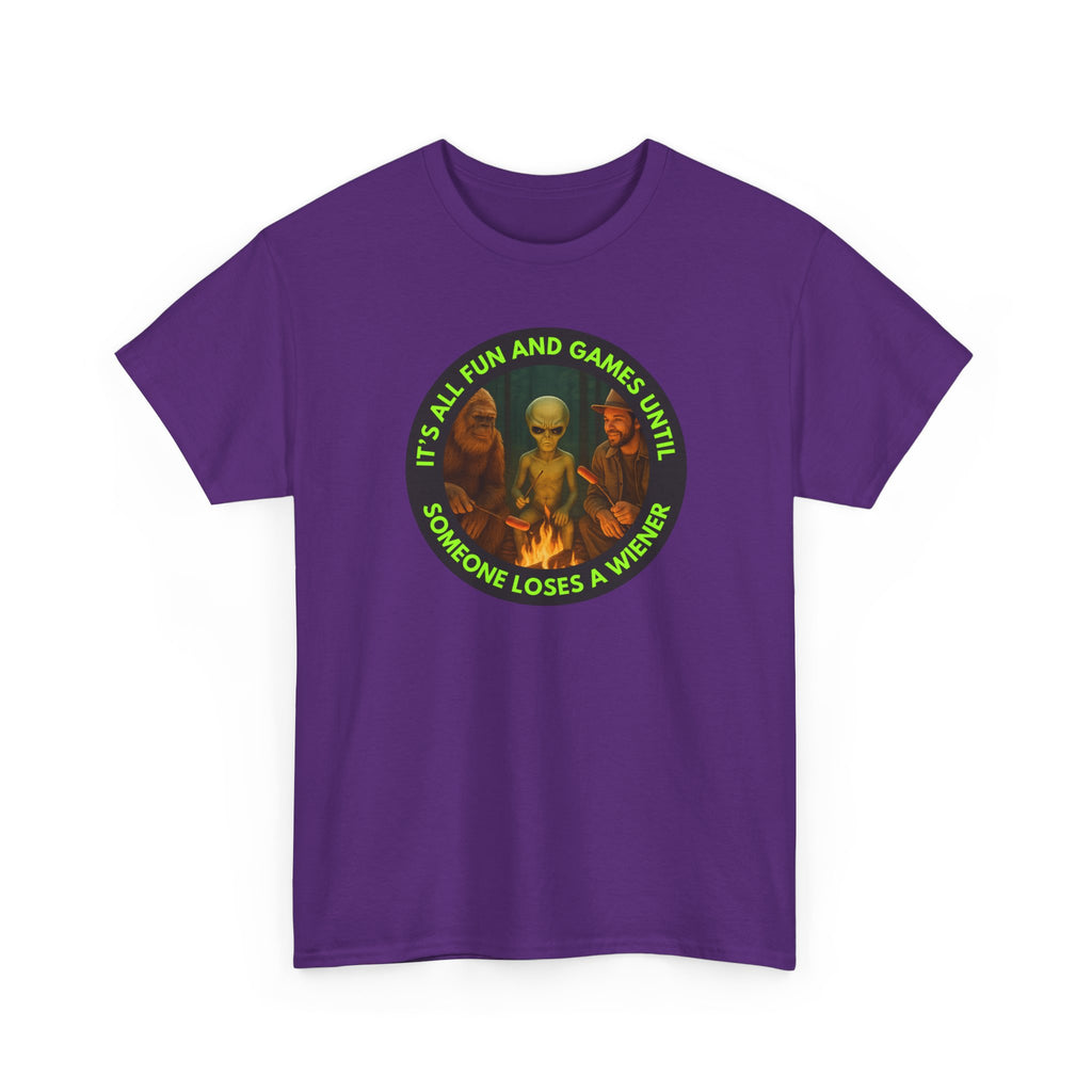 It's All Fun and Games Until... Funny Alien Camping T-shirt, Gift for Gamers, Casual Wear, Unique Statement